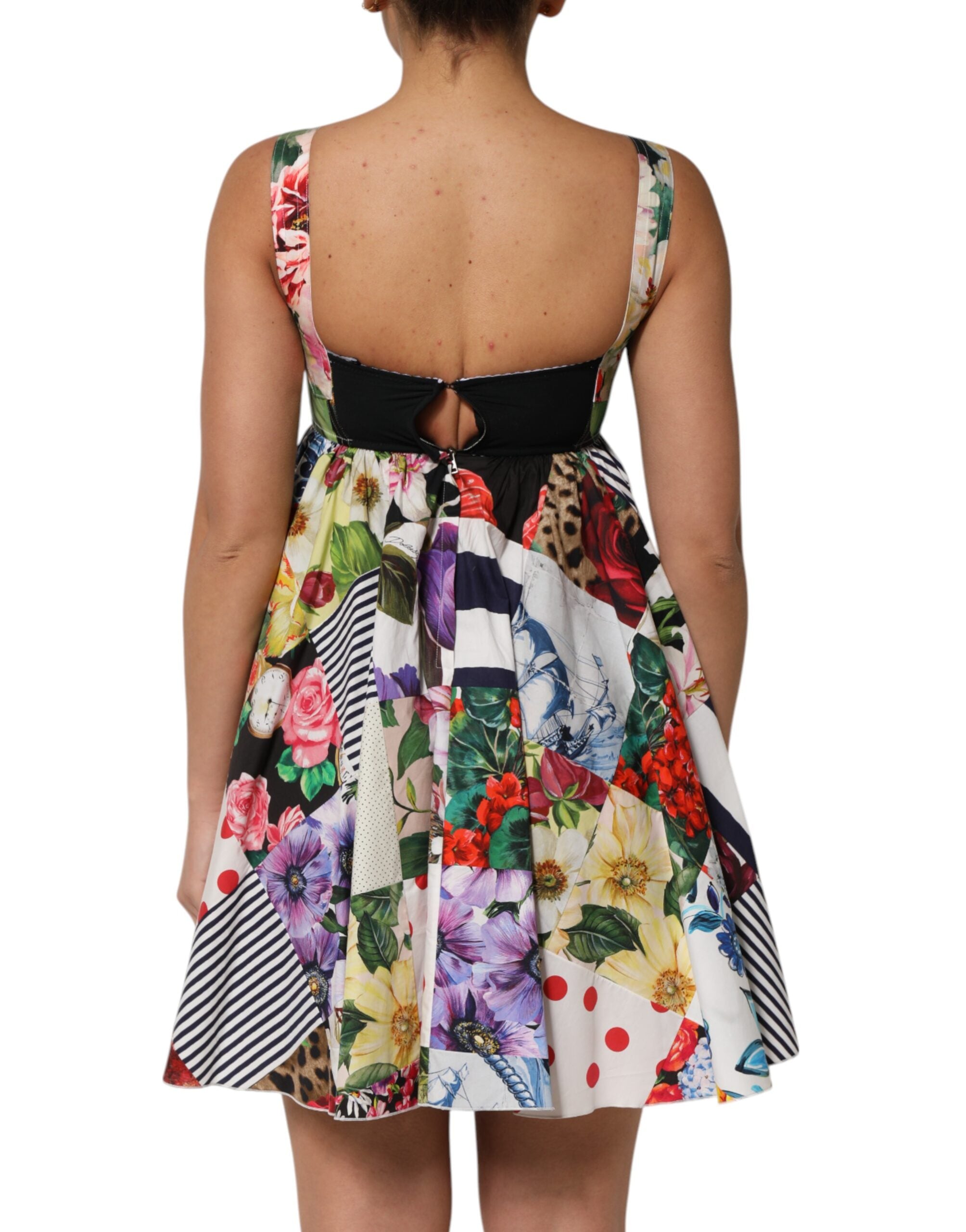 Dolce & Gabbana Multicolor Patchwork Cotton AlineMini Women's Dress