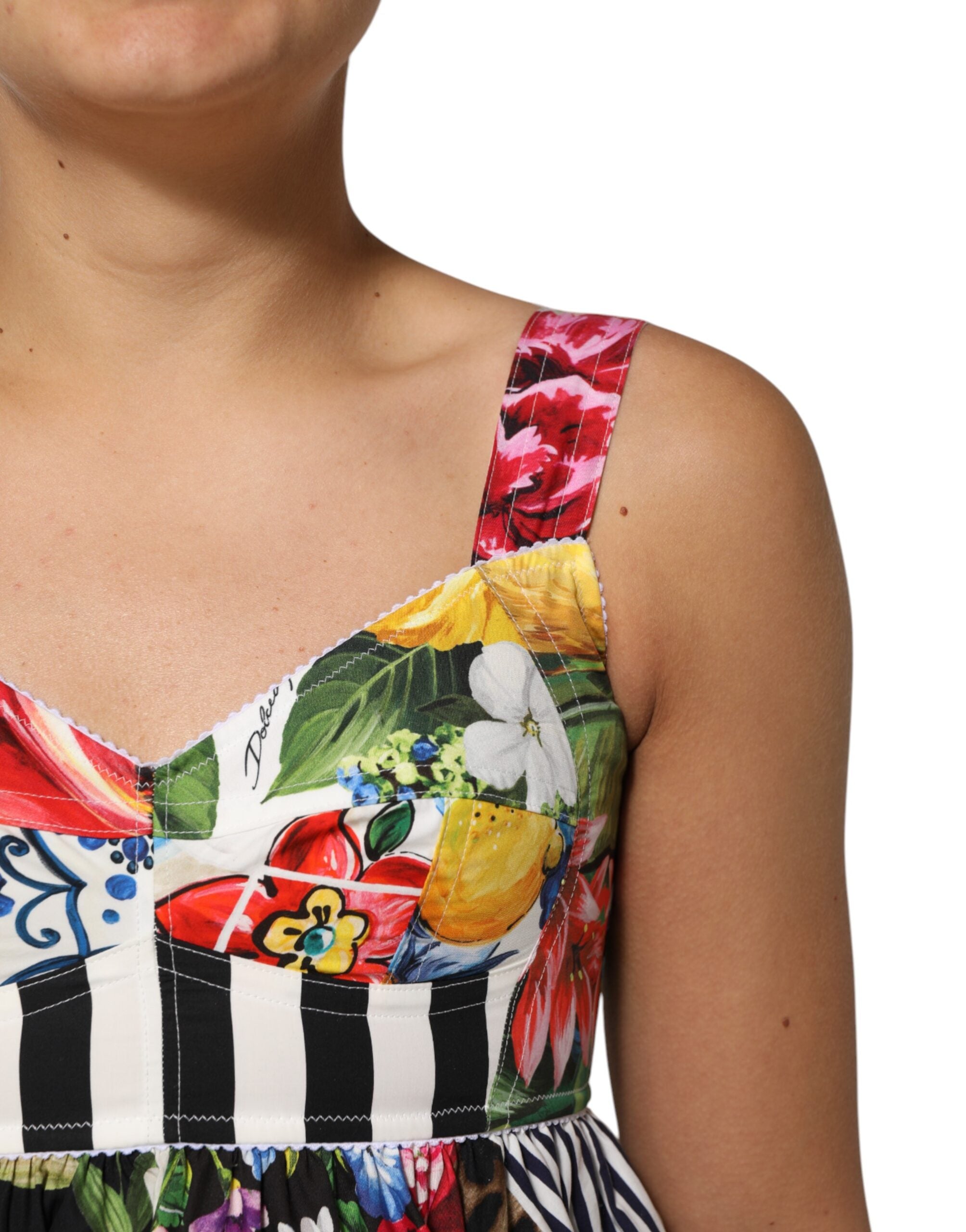 Dolce & Gabbana Multicolor Patchwork Cotton AlineMini Women's Dress