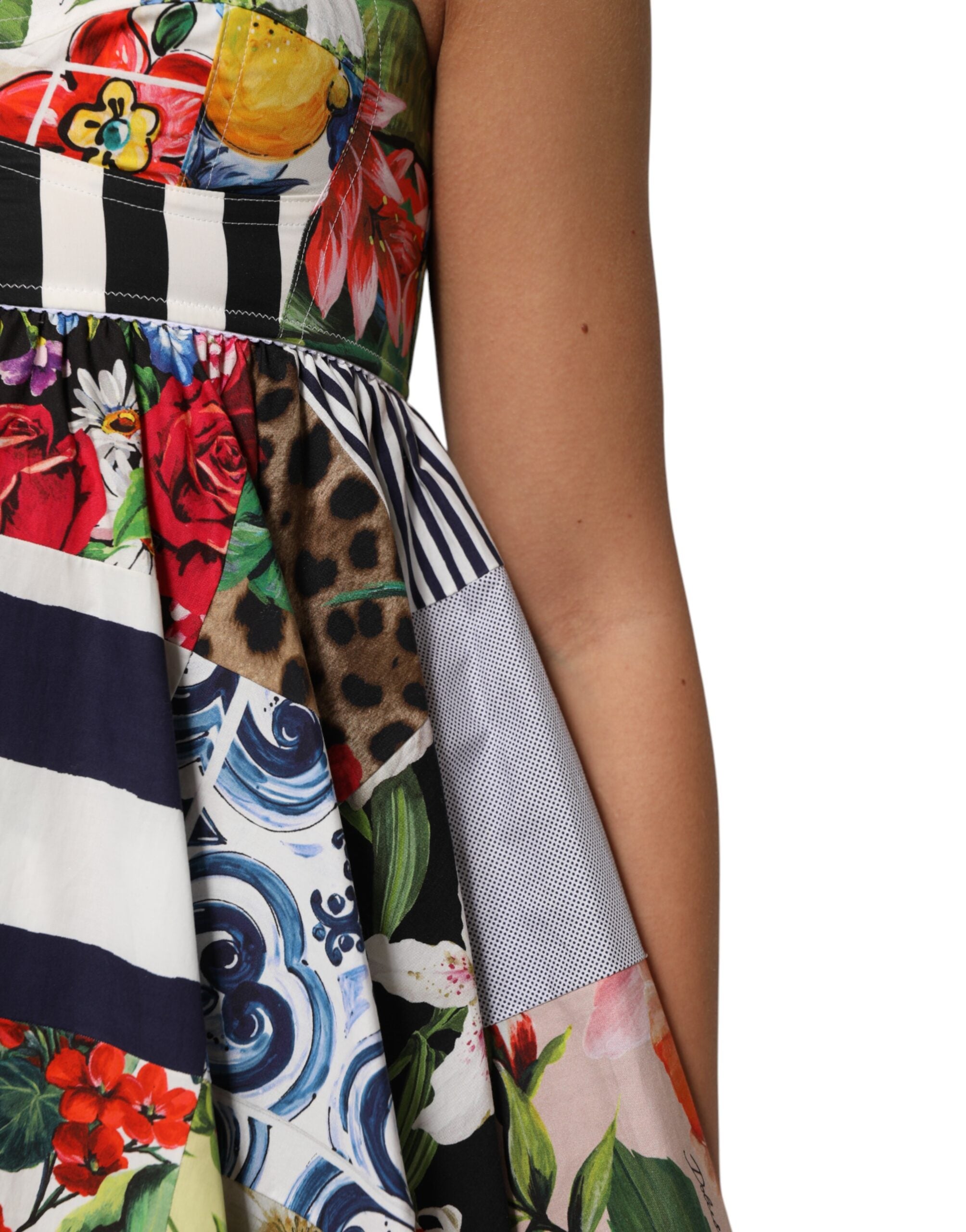 Dolce & Gabbana Multicolor Patchwork Cotton AlineMini Women's Dress