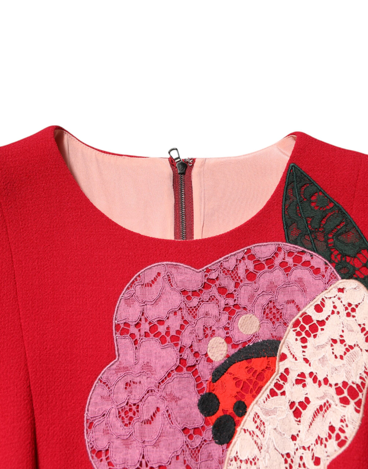 Dolce & Gabbana Red Lace Floral Applique A-line Mini Women's Dress