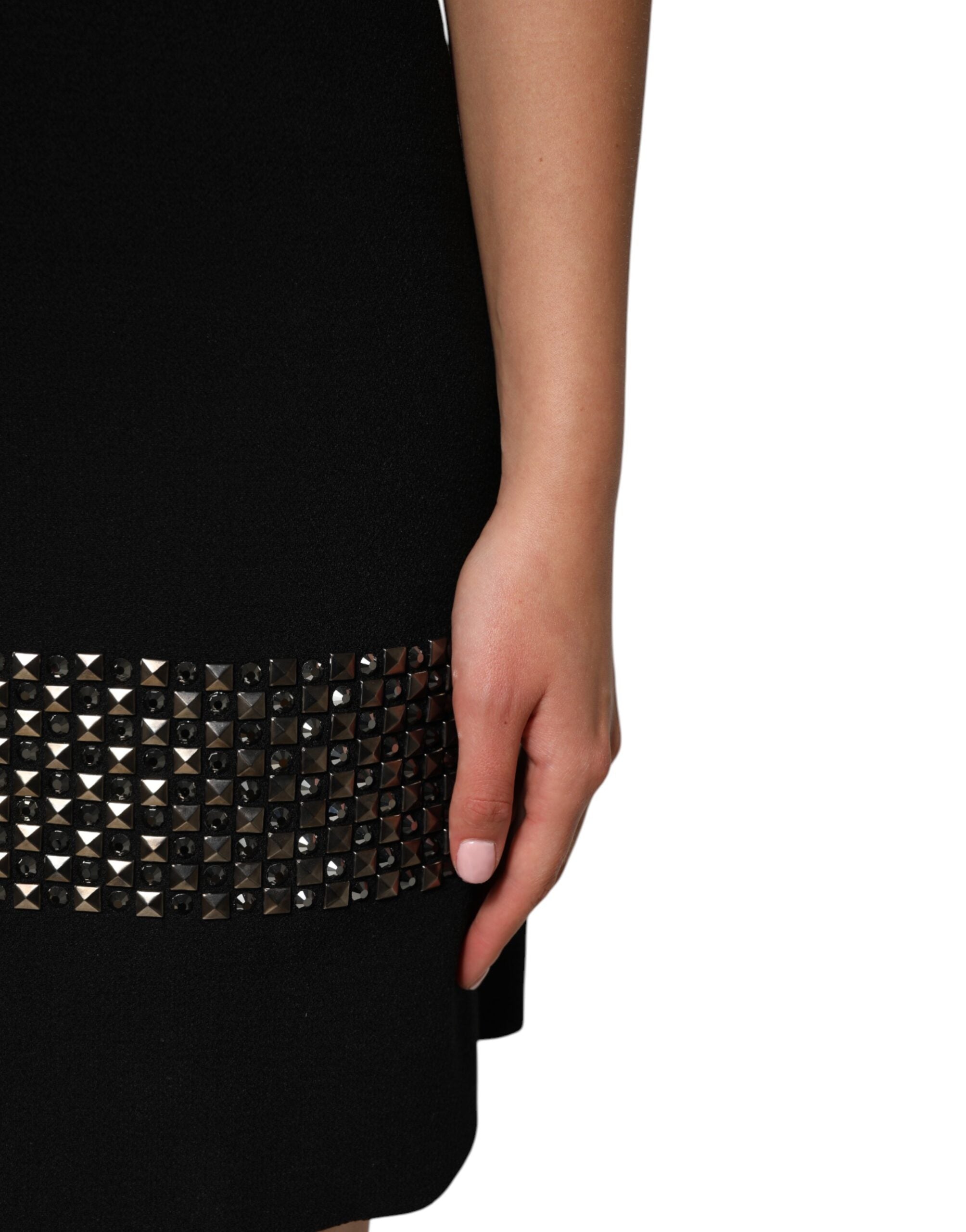 Dolce & Gabbana Black Crystal Embellished Collared Mini Women's Dress