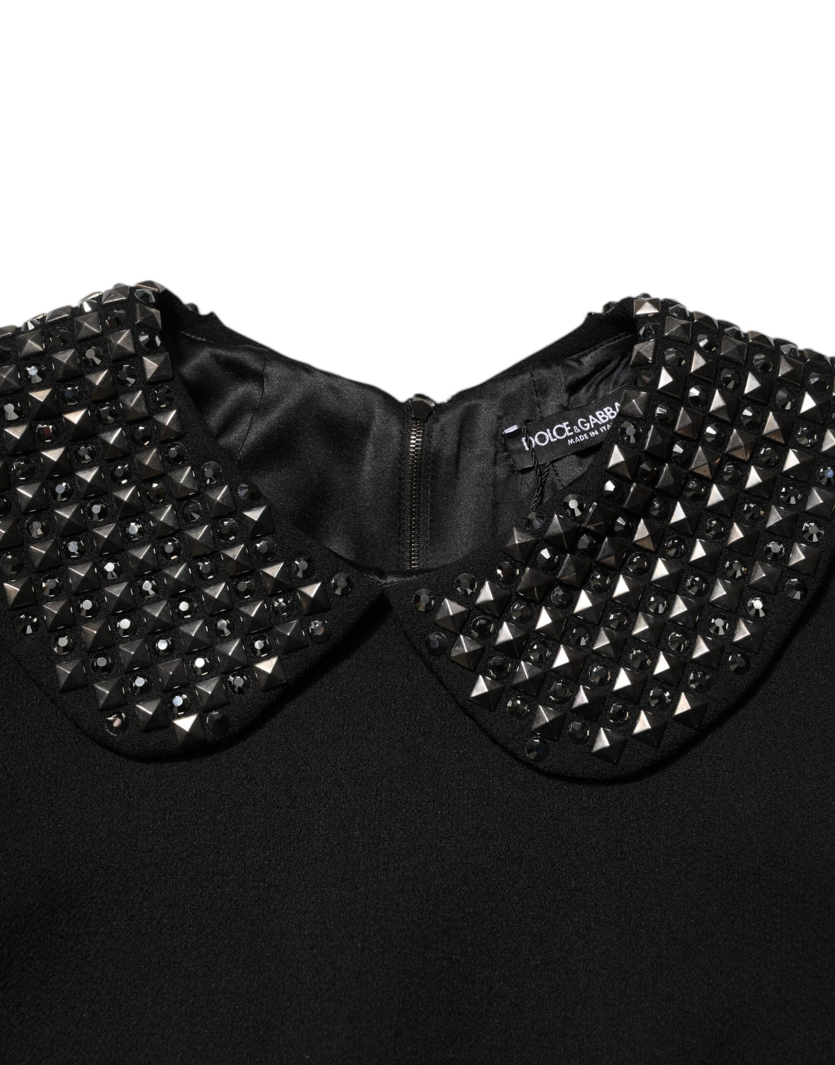Dolce & Gabbana Black Crystal Embellished Collared Mini Women's Dress