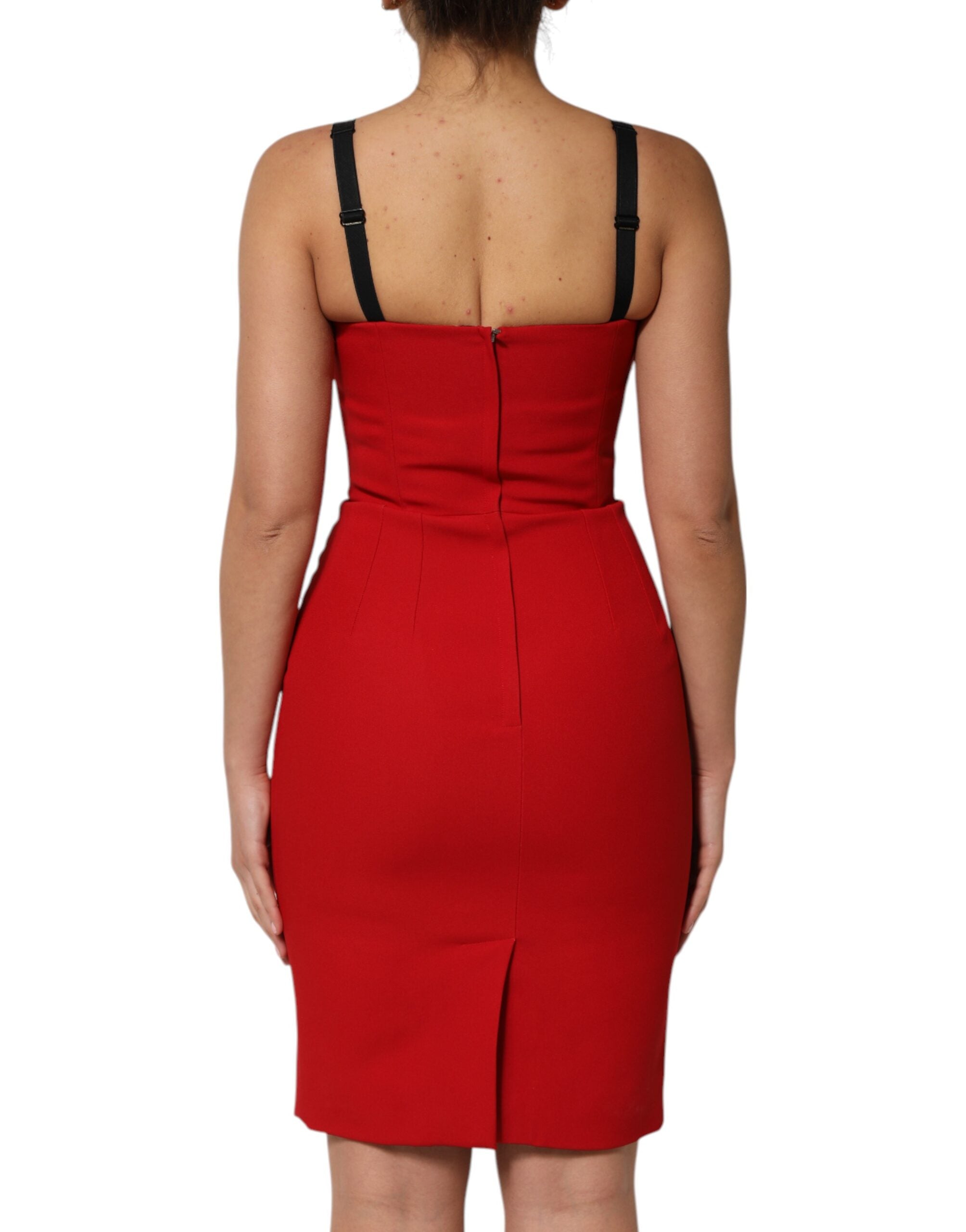 Dolce & Gabbana Red Stretch Bodycon Sheath Knee Length Women's Dress