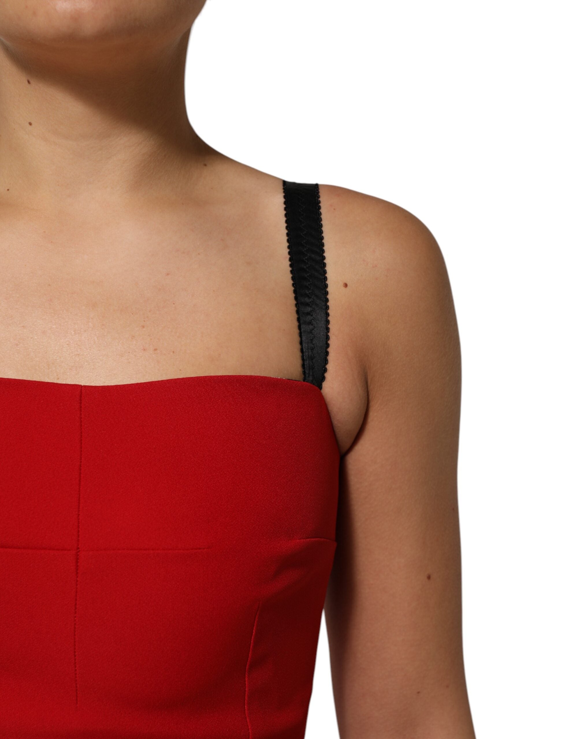 Dolce & Gabbana Red Stretch Bodycon Sheath Knee Length Women's Dress