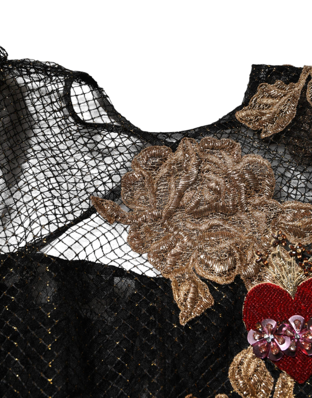 Dolce & Gabbana Black Crystal Heart Embellished A-line Women's Dress (Pre-Owned)