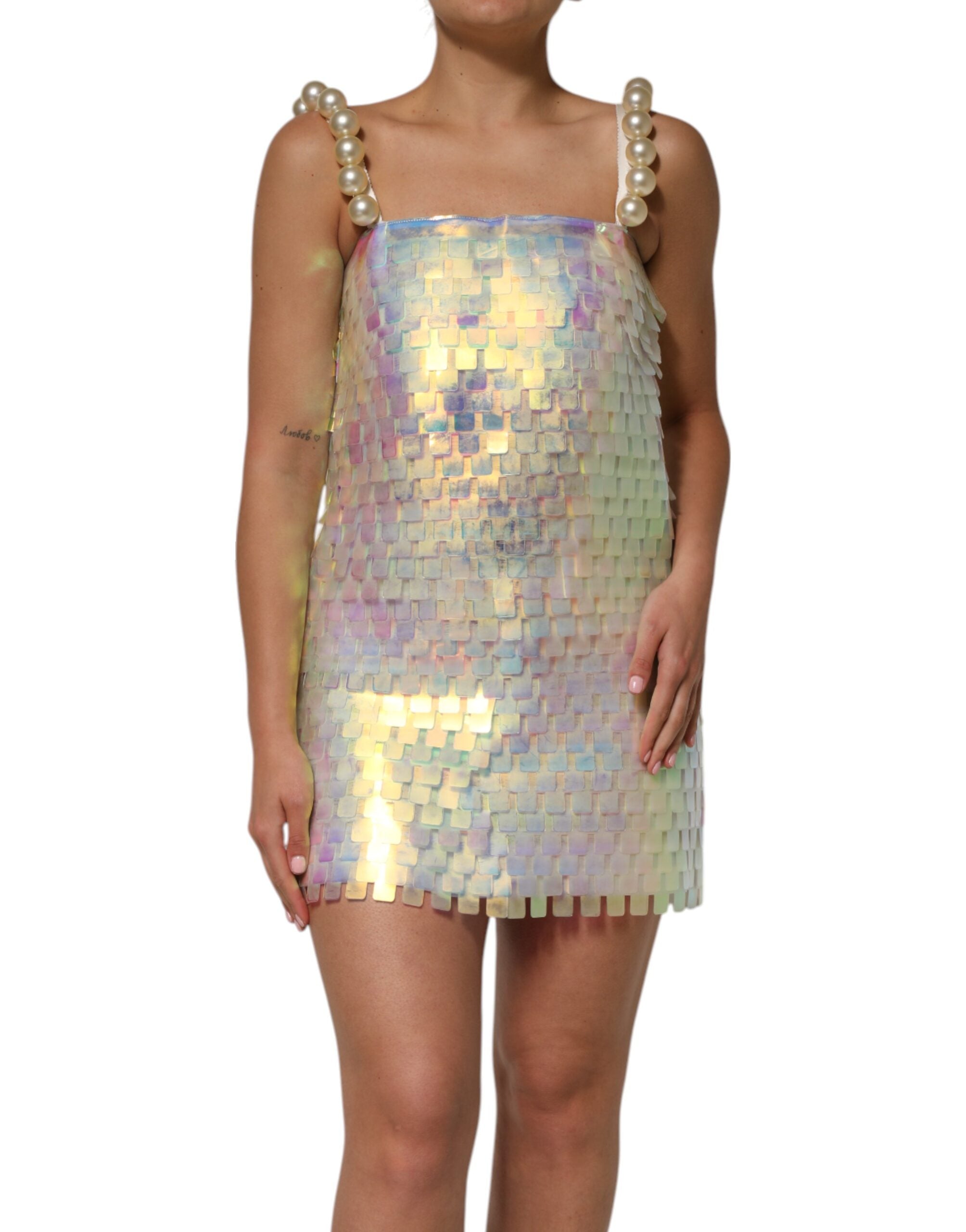 Dolce & Gabbana Multicolor Sequin Holographic Mini Women's Dress
