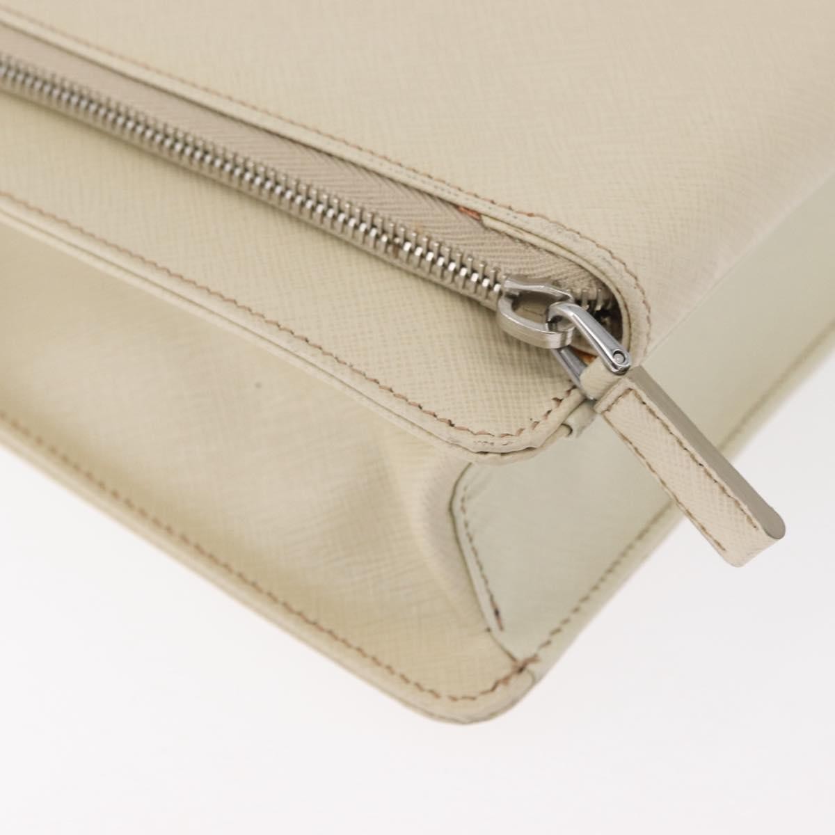 Prada Convertible Travel Saffiano Leather Beige Leather Briefcase Bag (Pre-Owned)