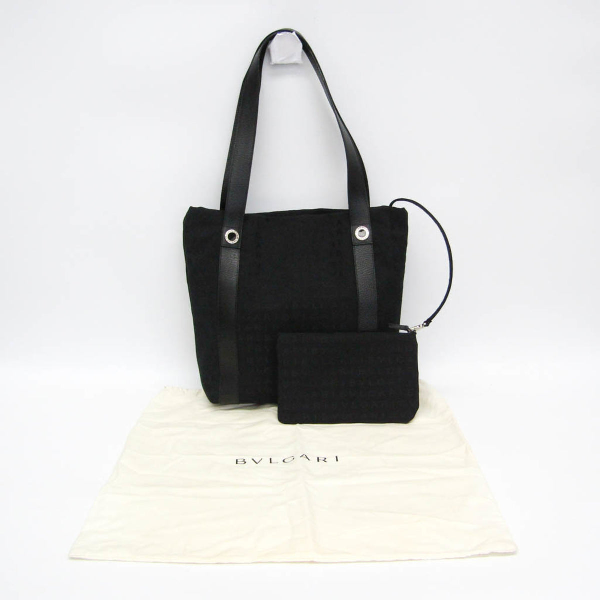 Bvlgari Logomania Canvas Black Canvas Tote Bag Bag (Pre-Owned)