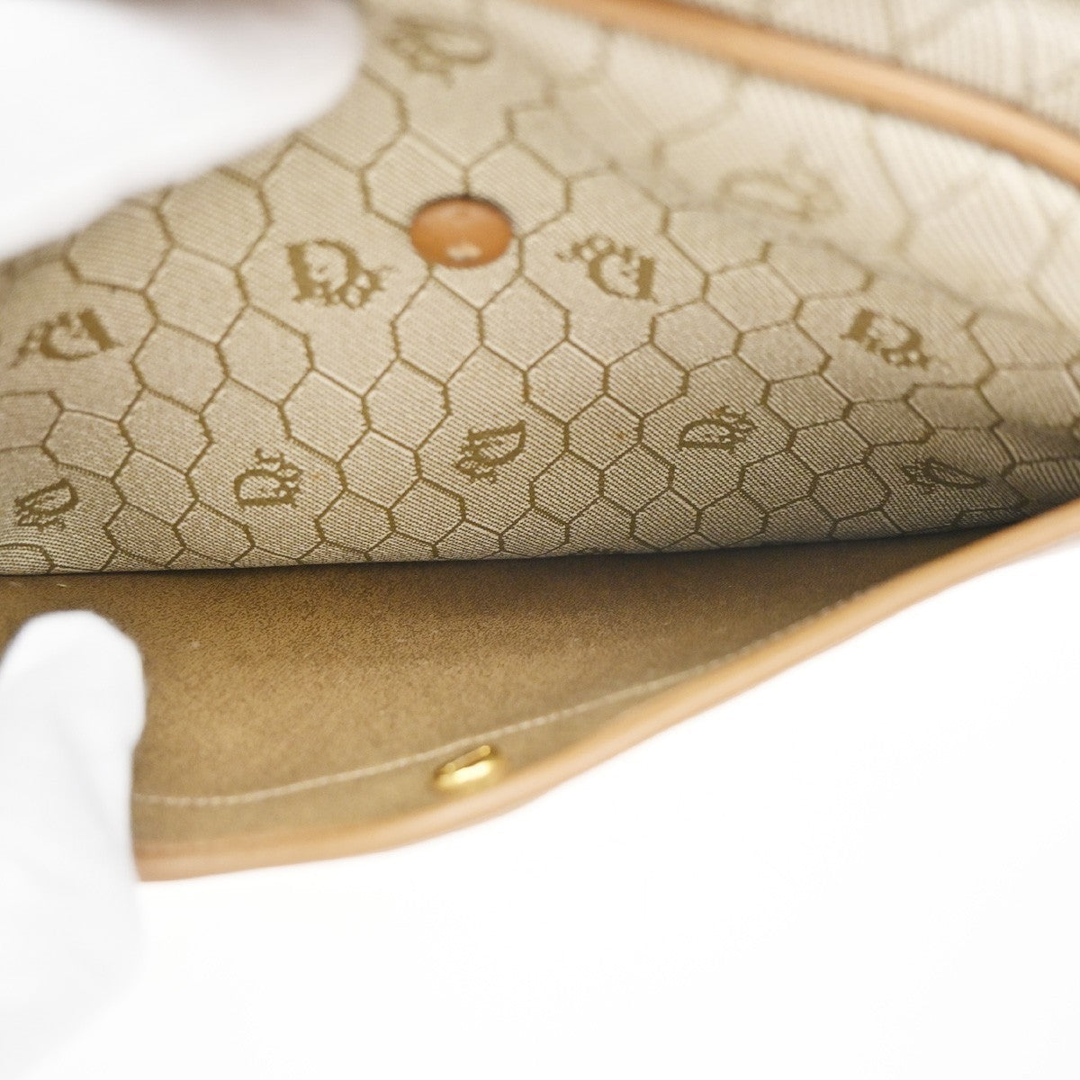 Christian Dior Vintage Honeycomb Canvas Beige Canvas Shoulder Bag Bag (Pre-Owned)