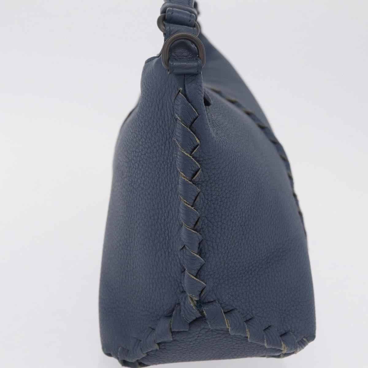 Bottega Veneta Zip Hobo Cervo With Intrecciato Detail Blue Leather Shoulder Bag Bag (Pre-Owned)