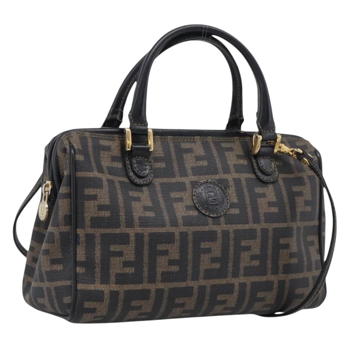 Fendi Convertible Boston Zucca Canvas Brown Canvas Handbag (Pre-Owned)