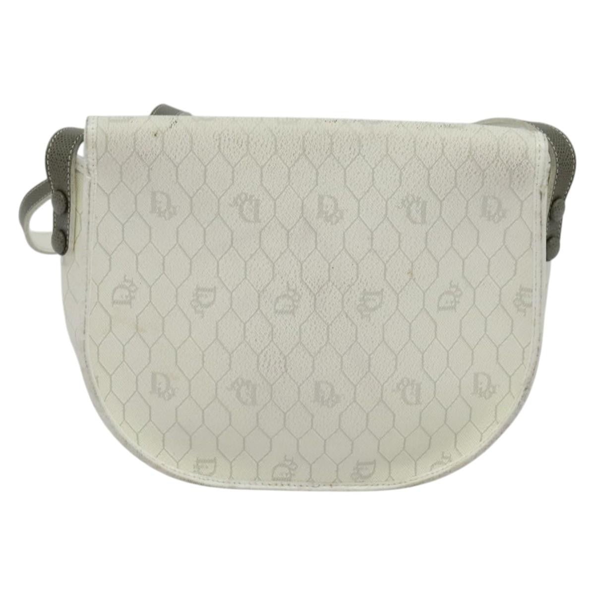 Christian Dior Vintage Honeycomb Flap Coated Canvas White Canvas Wallets Accessory (Pre-Owned)