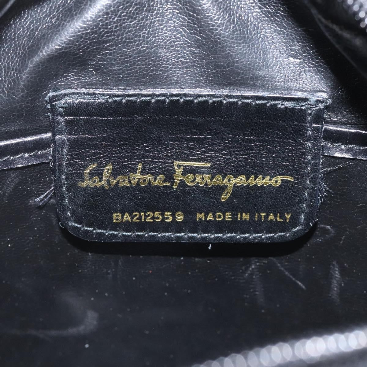Salvatore Ferragamo Vara Bow Camera Leather Black Leather Shoulder Bag Bag (Pre-Owned)