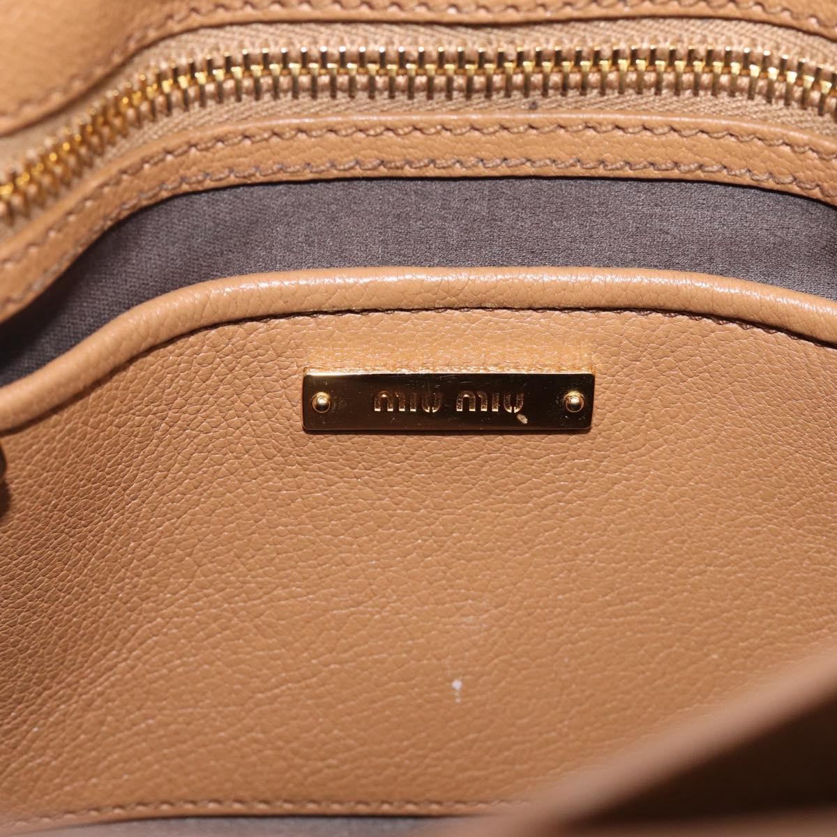 Miu Miu Madras Convertible Lock Leather Brown Leather Tote Bag Bag (Pre-Owned)