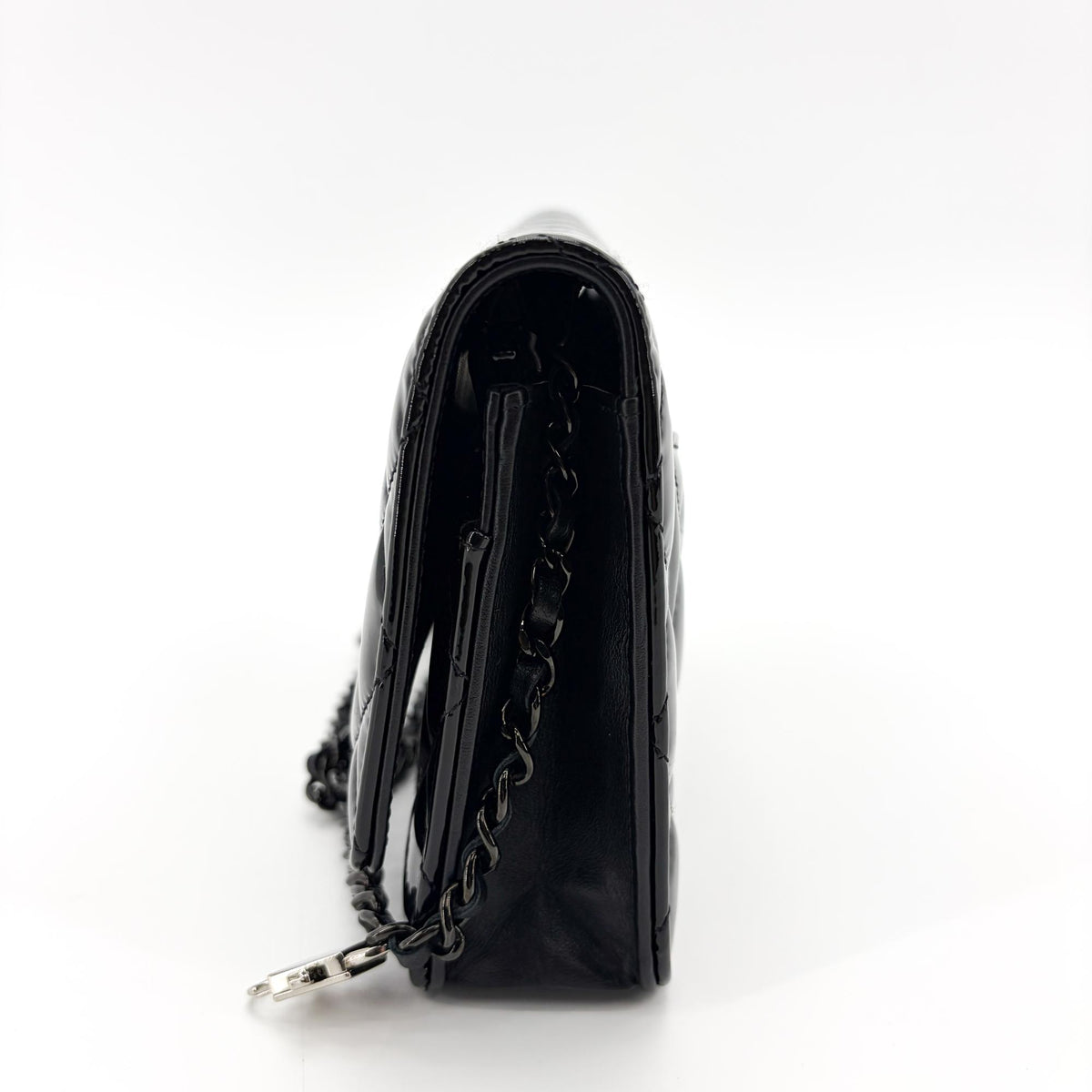 Chanel So Black Wallet On Chain Quilted Patent Black Patent_Leather Crossbody Bag Bag (Pre-Owned)