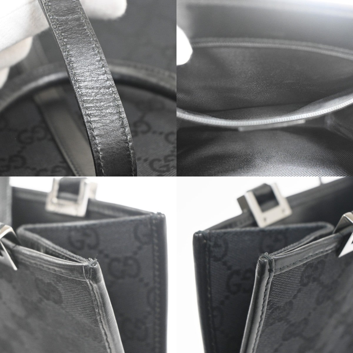 Gucci Jackie Tote Gg Canvas And Leather Black Canvas Handbag (Pre-Owned)