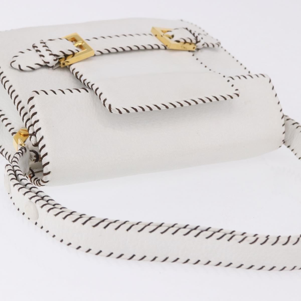 Fendi Shoulder Leather White Leather Shoulder Bag Bag (Pre-Owned)