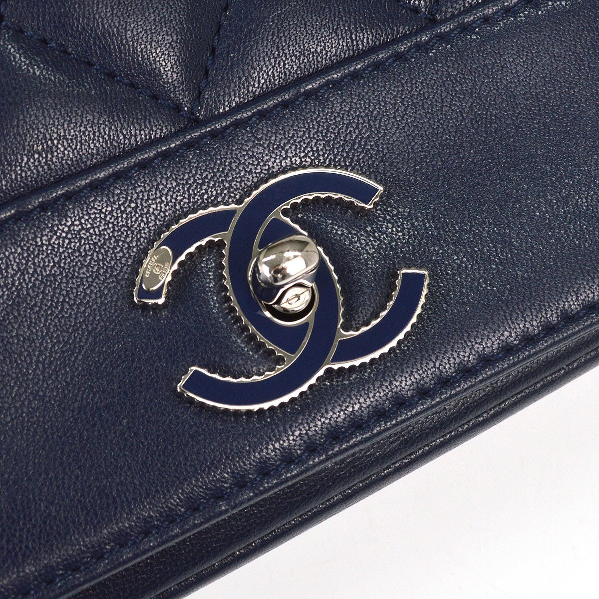 Chanel Mademoiselle Vintage Flap Quilted Sheepskin Navy Leather Shoulder Bag Bag (Pre-Owned)
