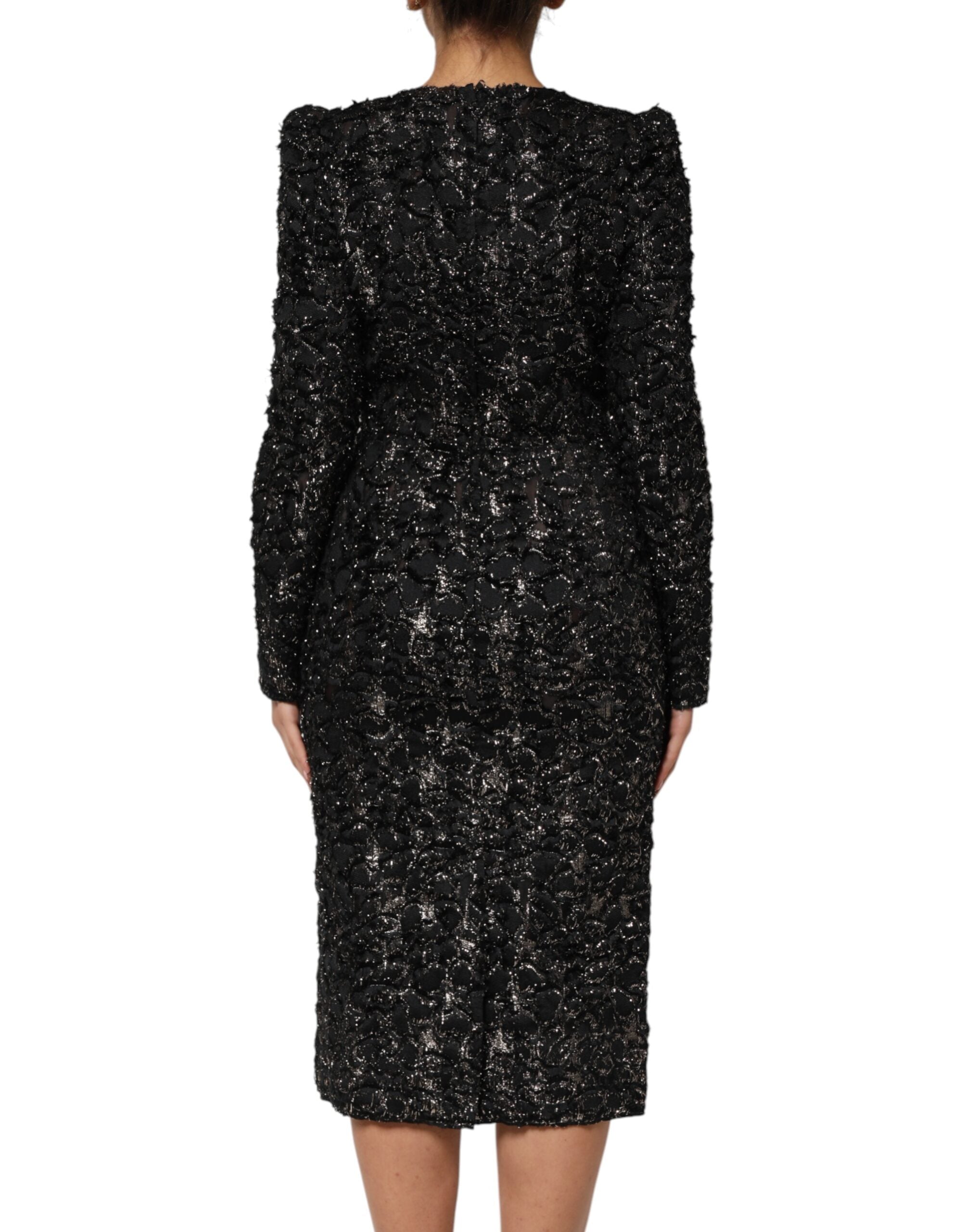 Dolce & Gabbana Black Sequin Bouclé Tweed Sheath Women's Dress