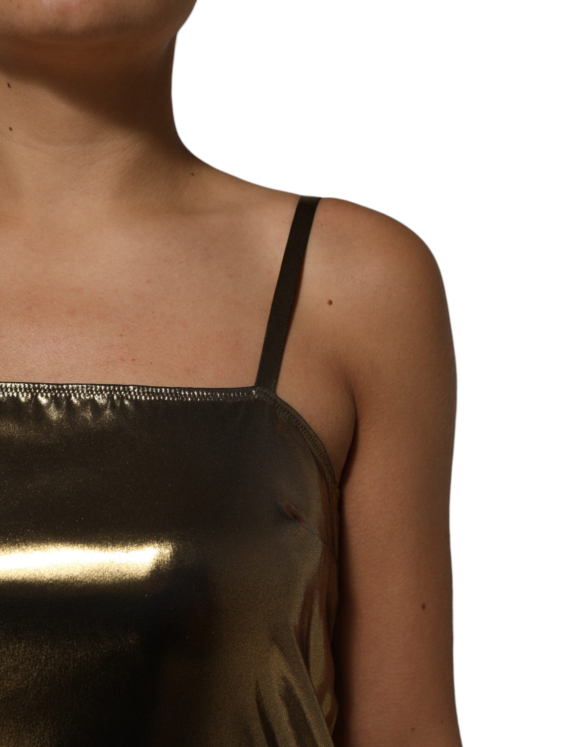 Dolce & Gabbana Metallic Gold Sleeveless A-line Mini Women's Dress