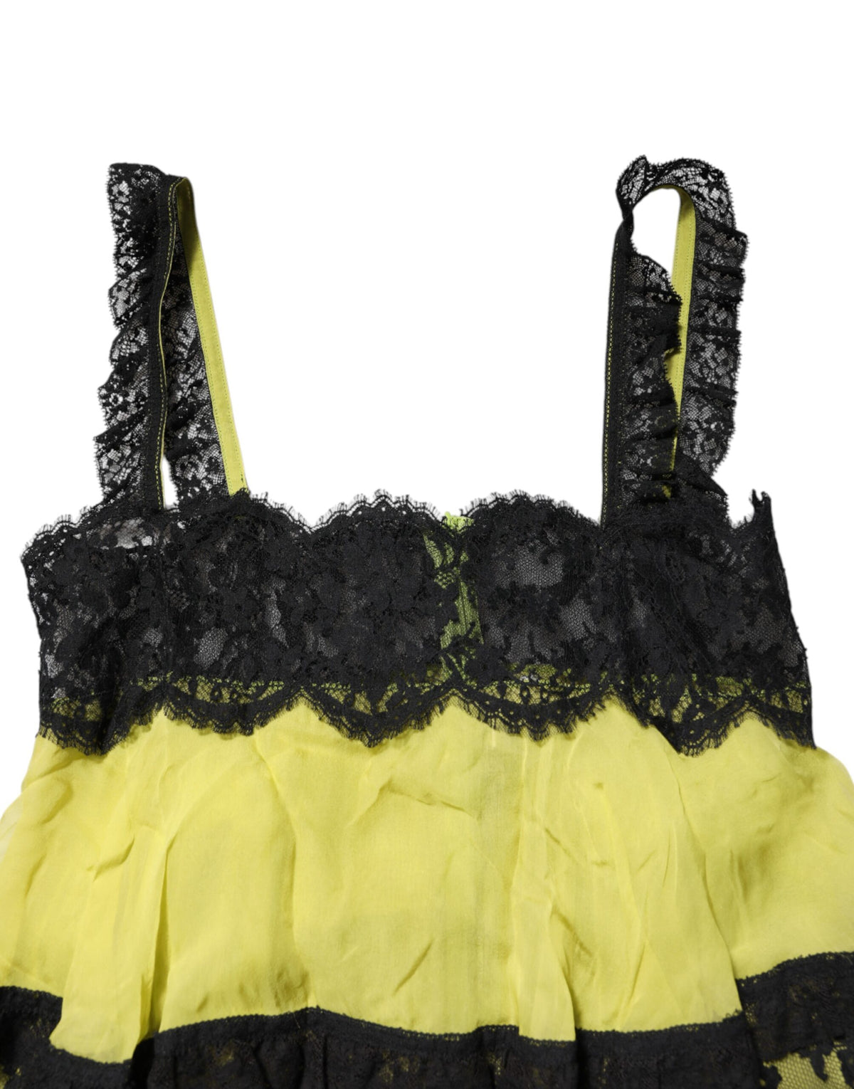 Dolce & Gabbana Yellow Black Babydoll Chemise Lingerie Women's Dress