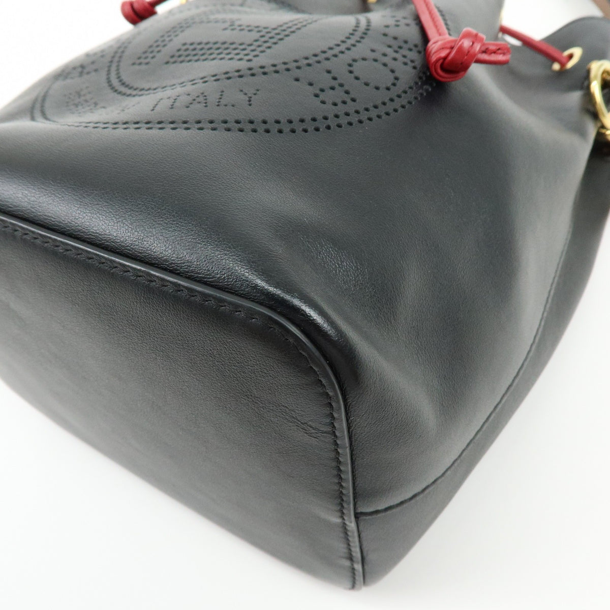 Fendi Mon Tresor Bucket Perforated Leather Black Leather Handbag (Pre-Owned)