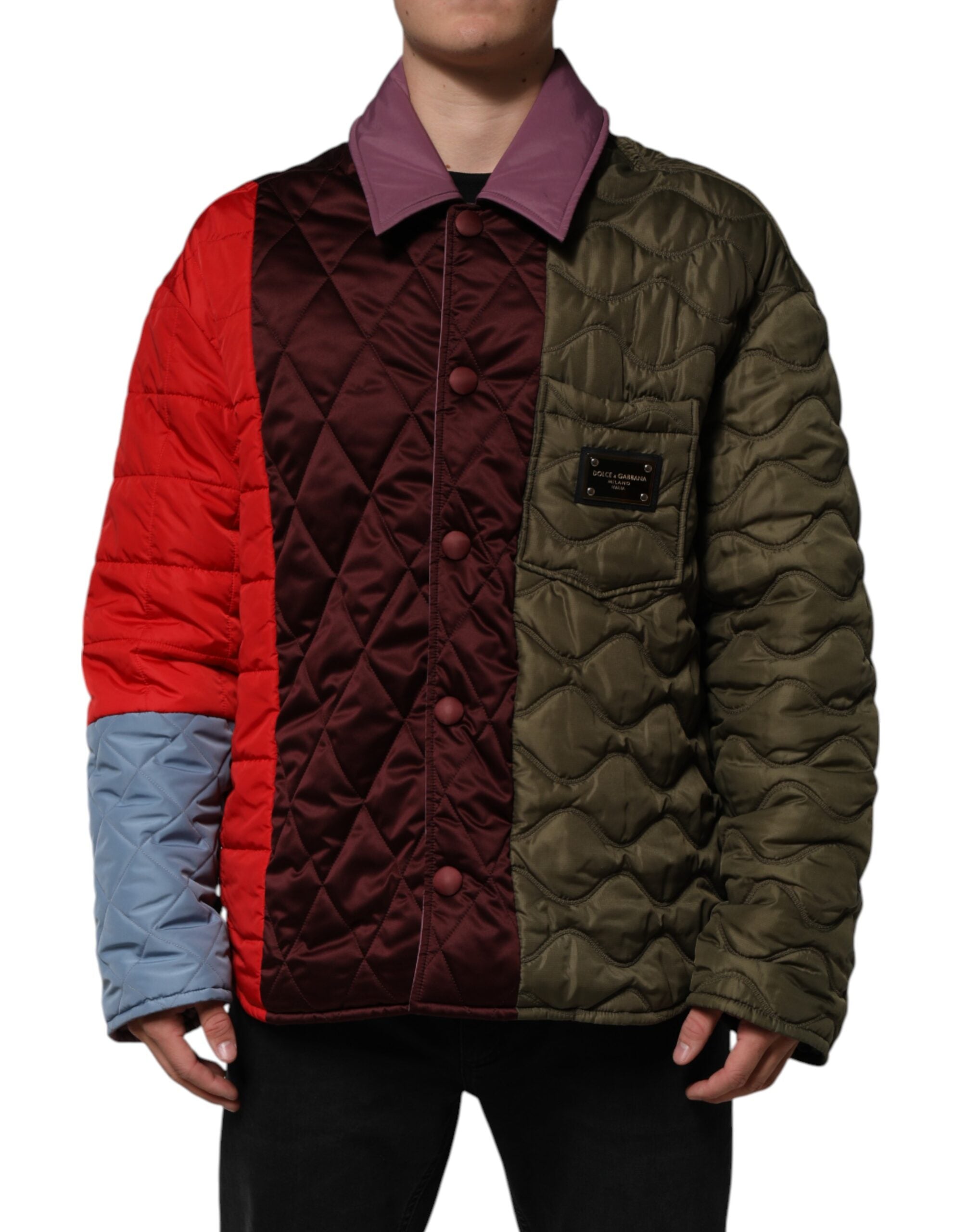Dolce & Gabbana Multicolor Patchwork PolyesterQuilted Men's Jacket