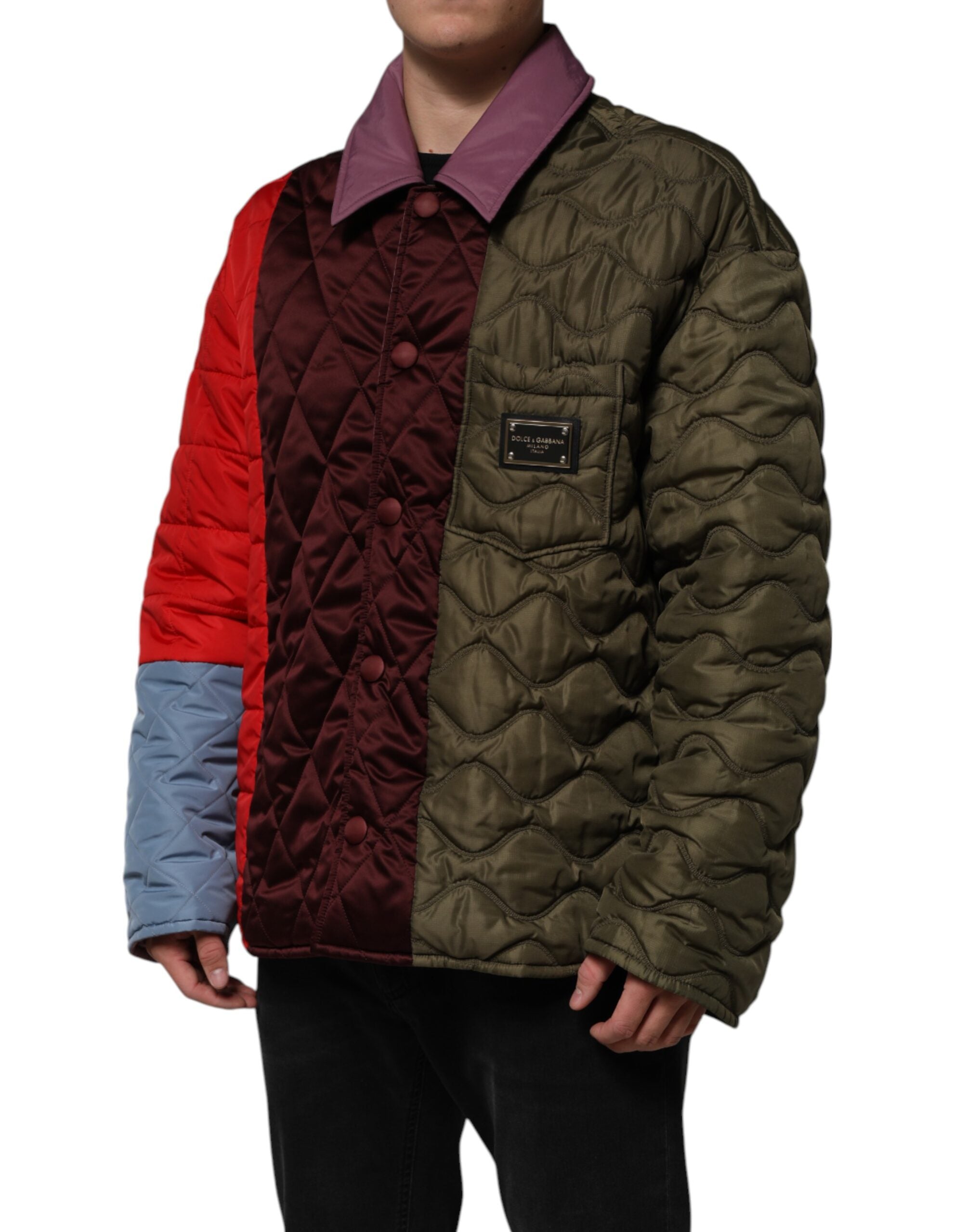 Dolce & Gabbana Multicolor Patchwork PolyesterQuilted Men's Jacket