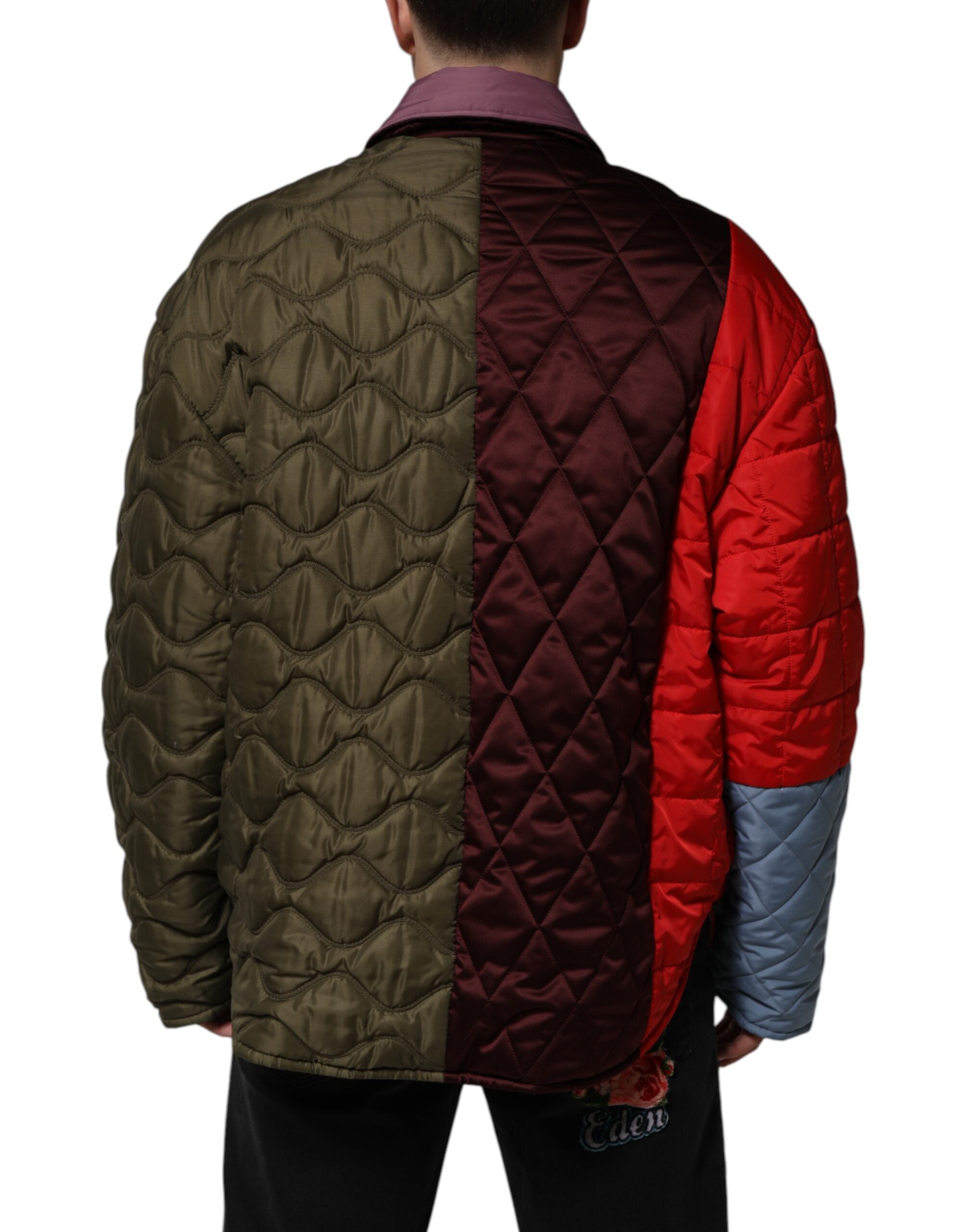 Dolce & Gabbana Multicolor Patchwork PolyesterQuilted Men's Jacket