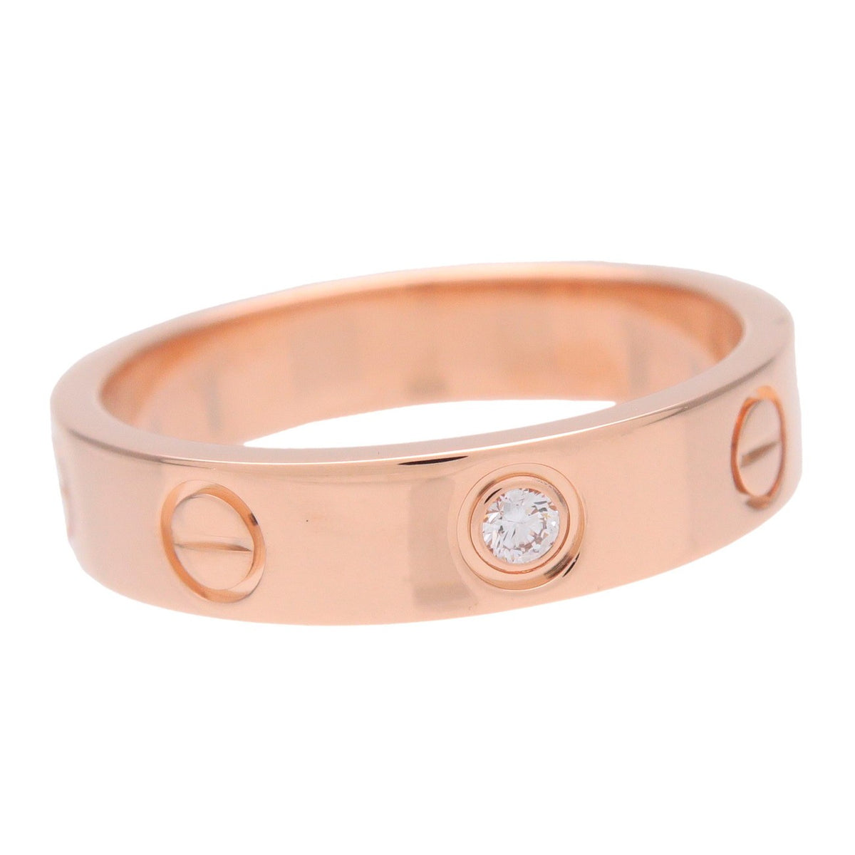 Cartier Love Wedding Band 1 Diamond 18K Rose Gold With Diamond Gold Rose_Gold Ring Jewelry (Pre-Owned)