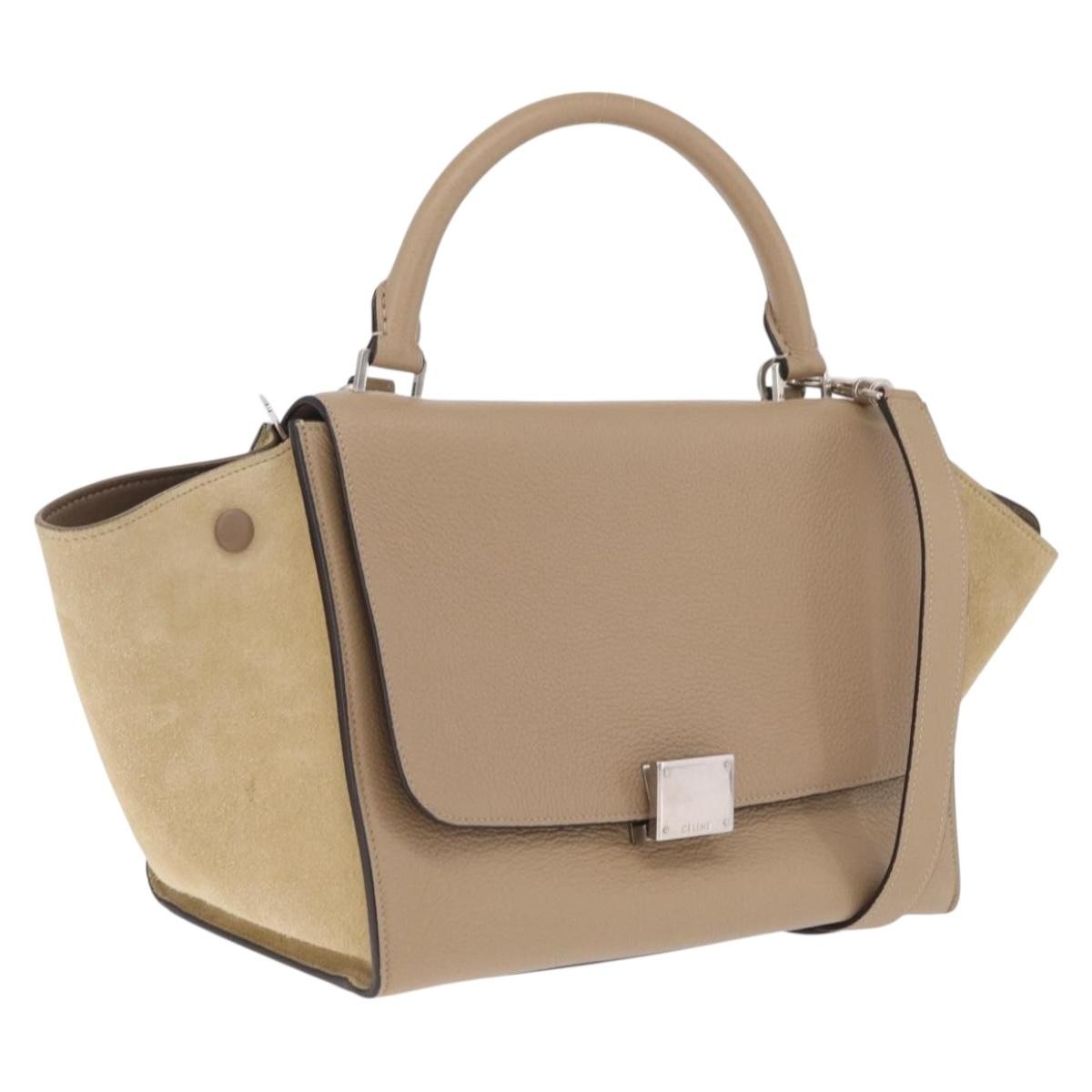 Celine Trapeze Leather Beige Leather Handbag (Pre-Owned)