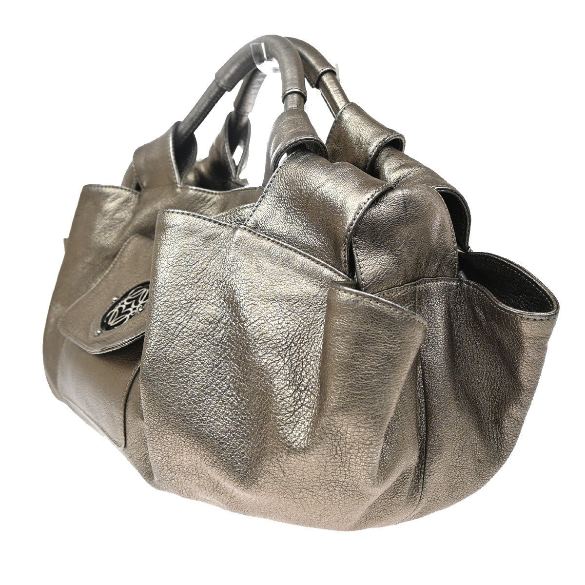 Loewe Anagram Logo Nappa Aire Hand Leather Gray Leather Handbag (Pre-Owned)