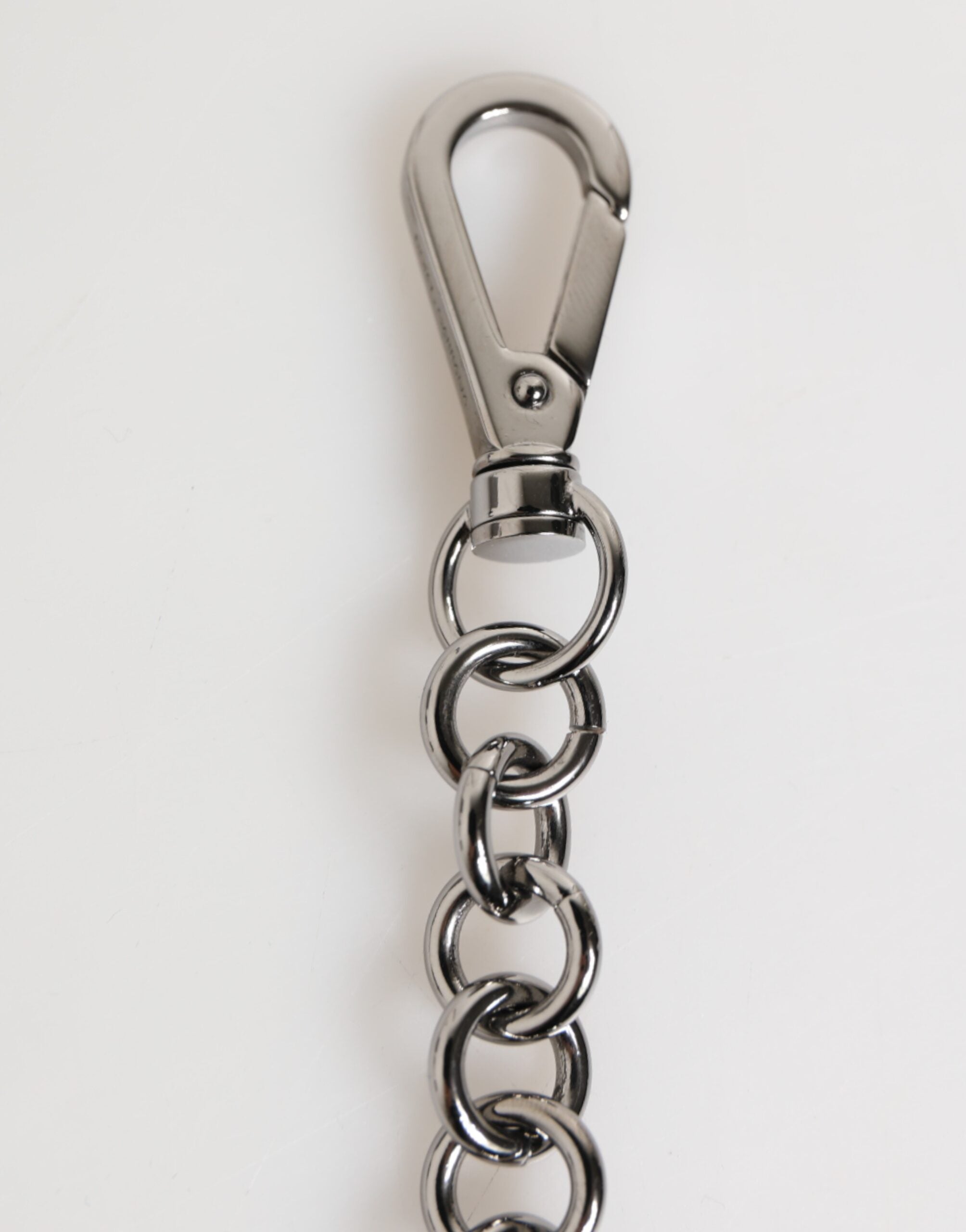 Dolce & Gabbana Black White DG Rubber Logo Silver Men Keychain Men's Keyring