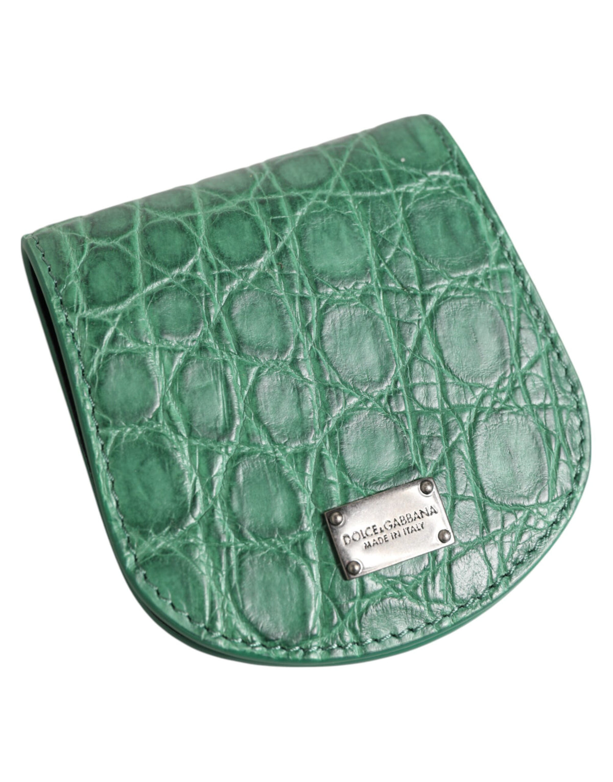 Dolce & Gabbana Green Exotic Skin Coin Condom Case Holder Pocket Men's Wallet