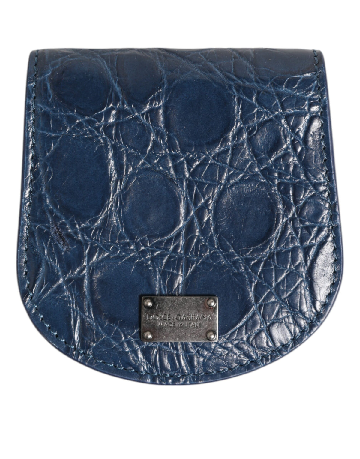 Dolce & Gabbana Blue Exotic Skin Coin Condom Case Holder Pocket Men's Wallet