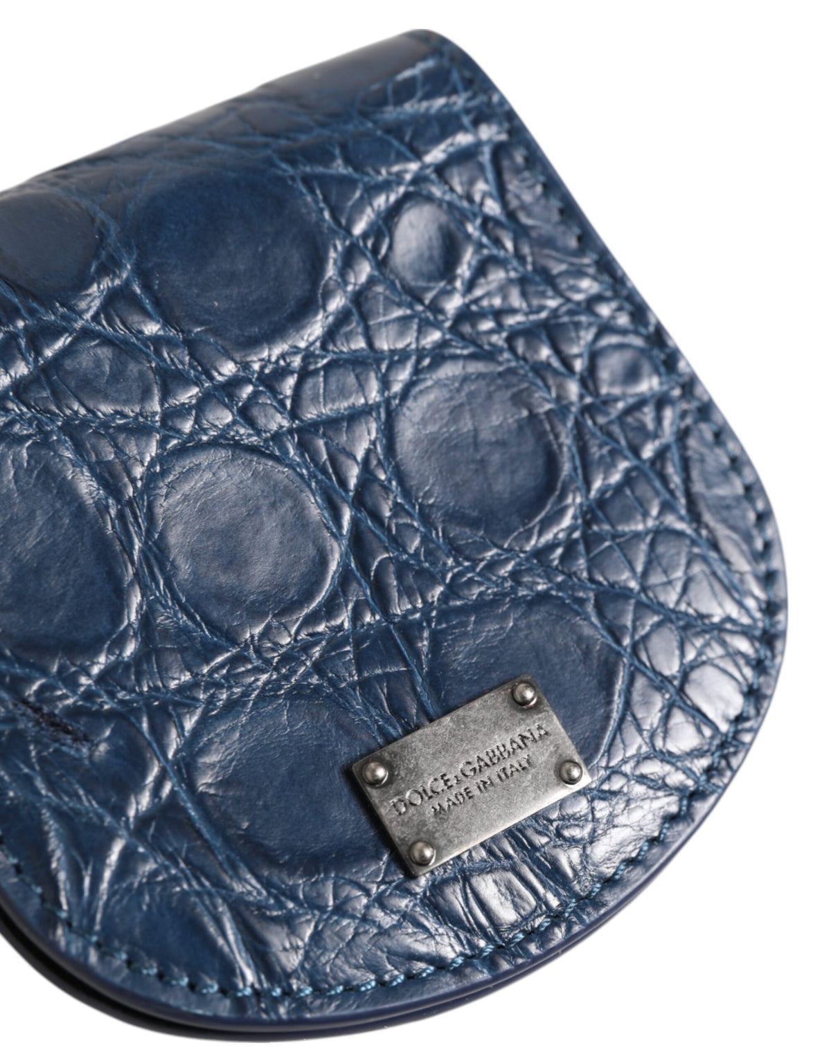Dolce & Gabbana Blue Exotic Skin Coin Condom Case Holder Pocket Men's Wallet