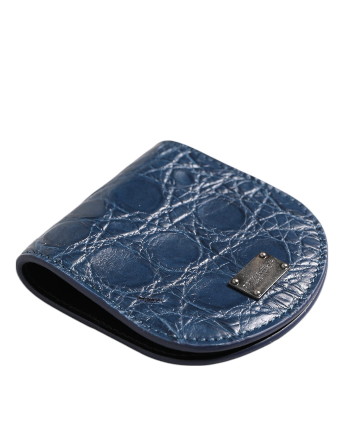 Dolce & Gabbana Blue Exotic Skin Coin Condom Case Holder Pocket Men's Wallet