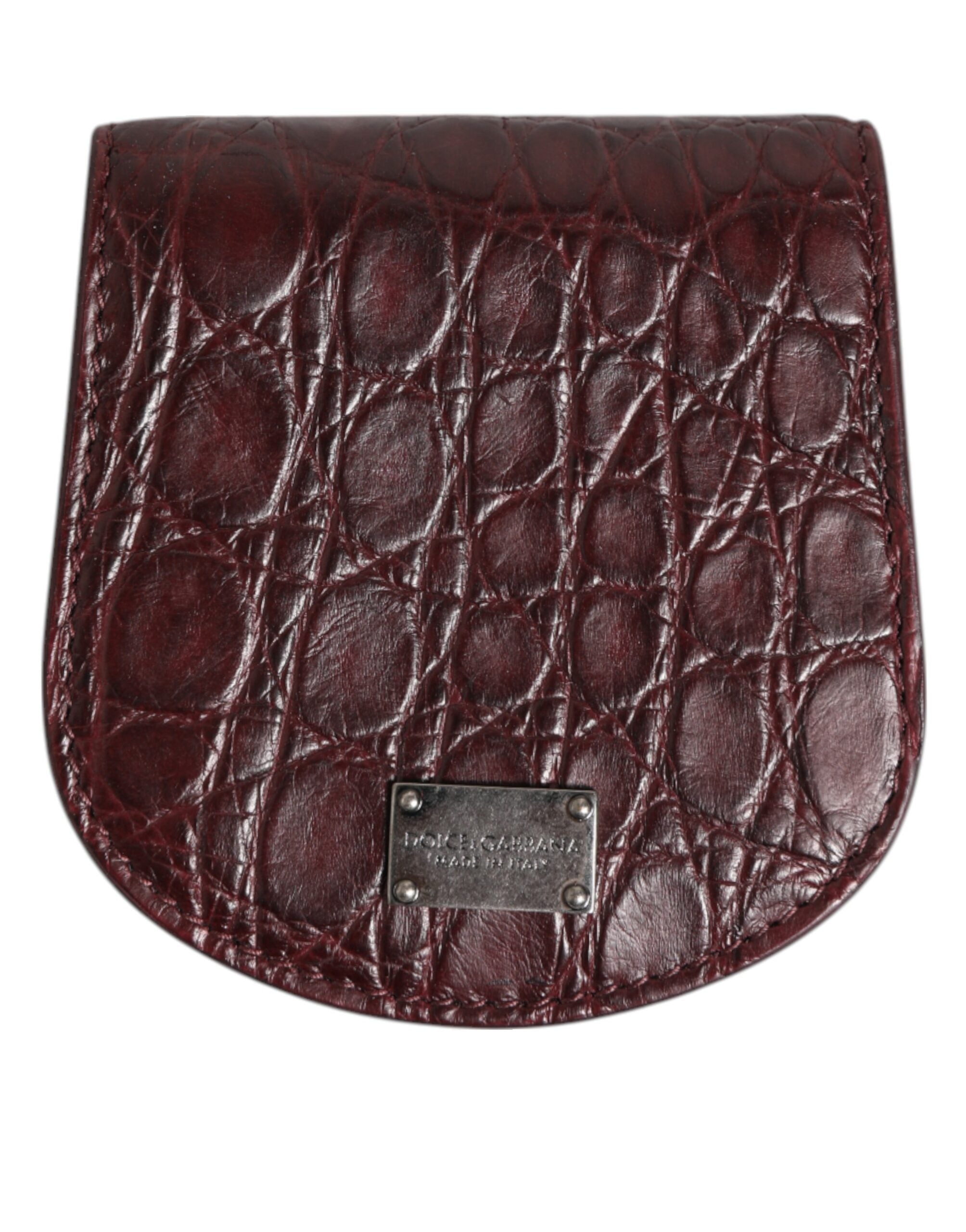 Dolce & Gabbana Burgundy Exotic Skin Coin Condom Case Holder Pocket Men's Wallet