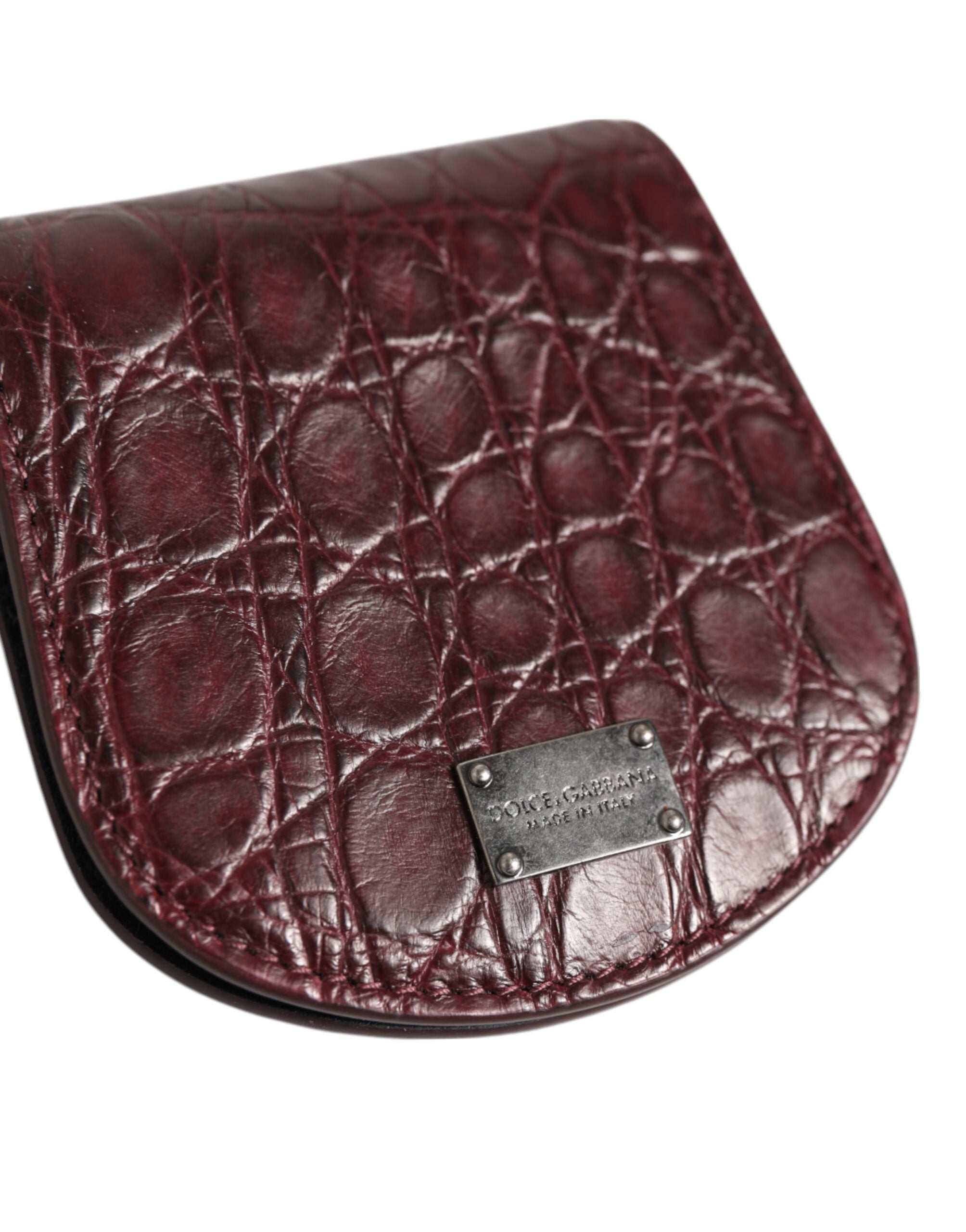 Dolce & Gabbana Burgundy Exotic Skin Coin Condom Case Holder Pocket Men's Wallet