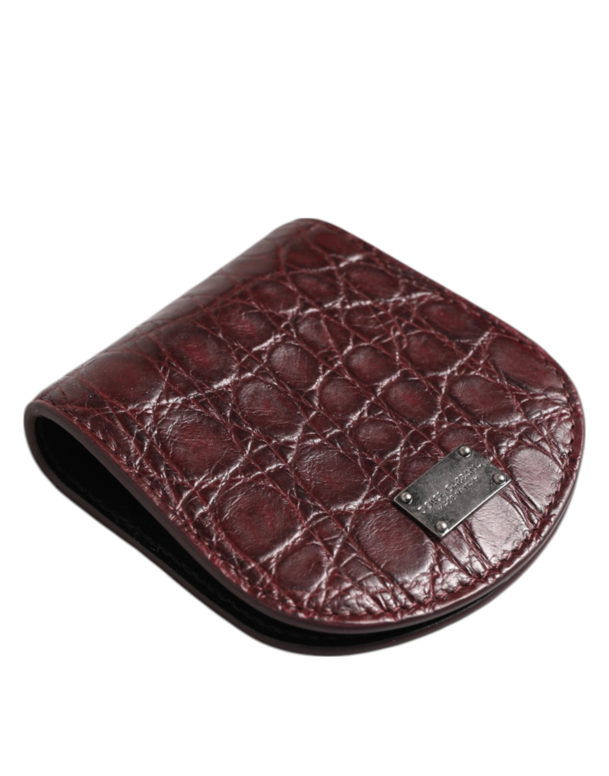 Dolce & Gabbana Burgundy Exotic Skin Coin Condom Case Holder Pocket Men's Wallet