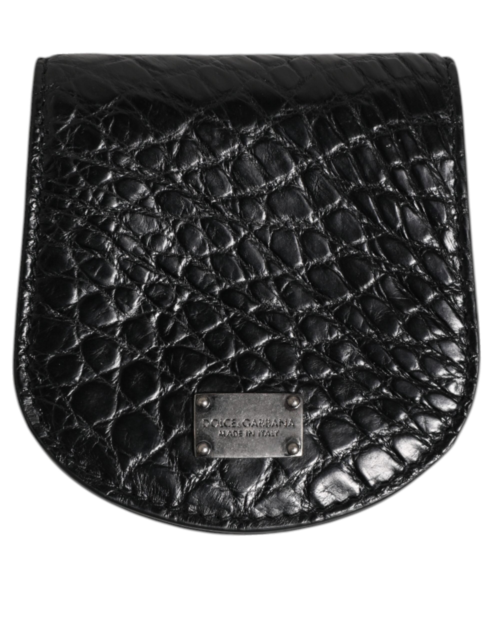 Dolce & Gabbana Black Exotic Skin Coin Condom Case Holder Pocket Men's Wallet