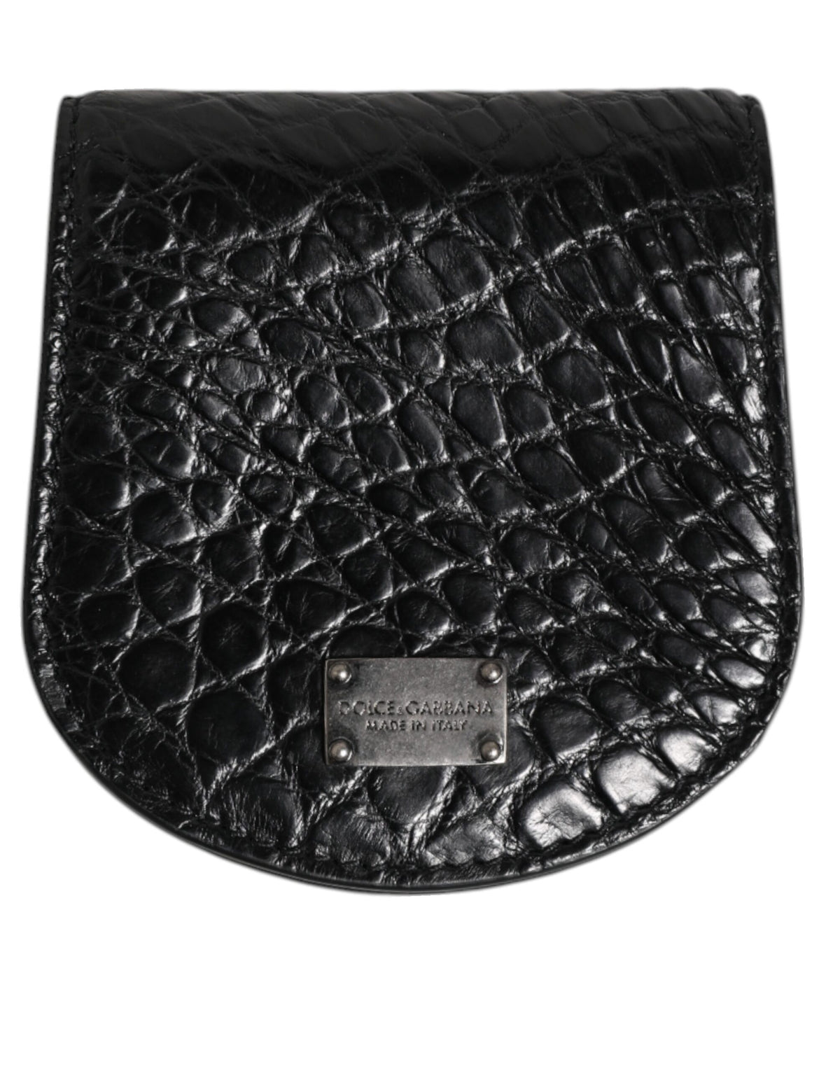 Dolce & Gabbana Black Exotic Skin Coin Condom Case Holder Pocket Men's Wallet