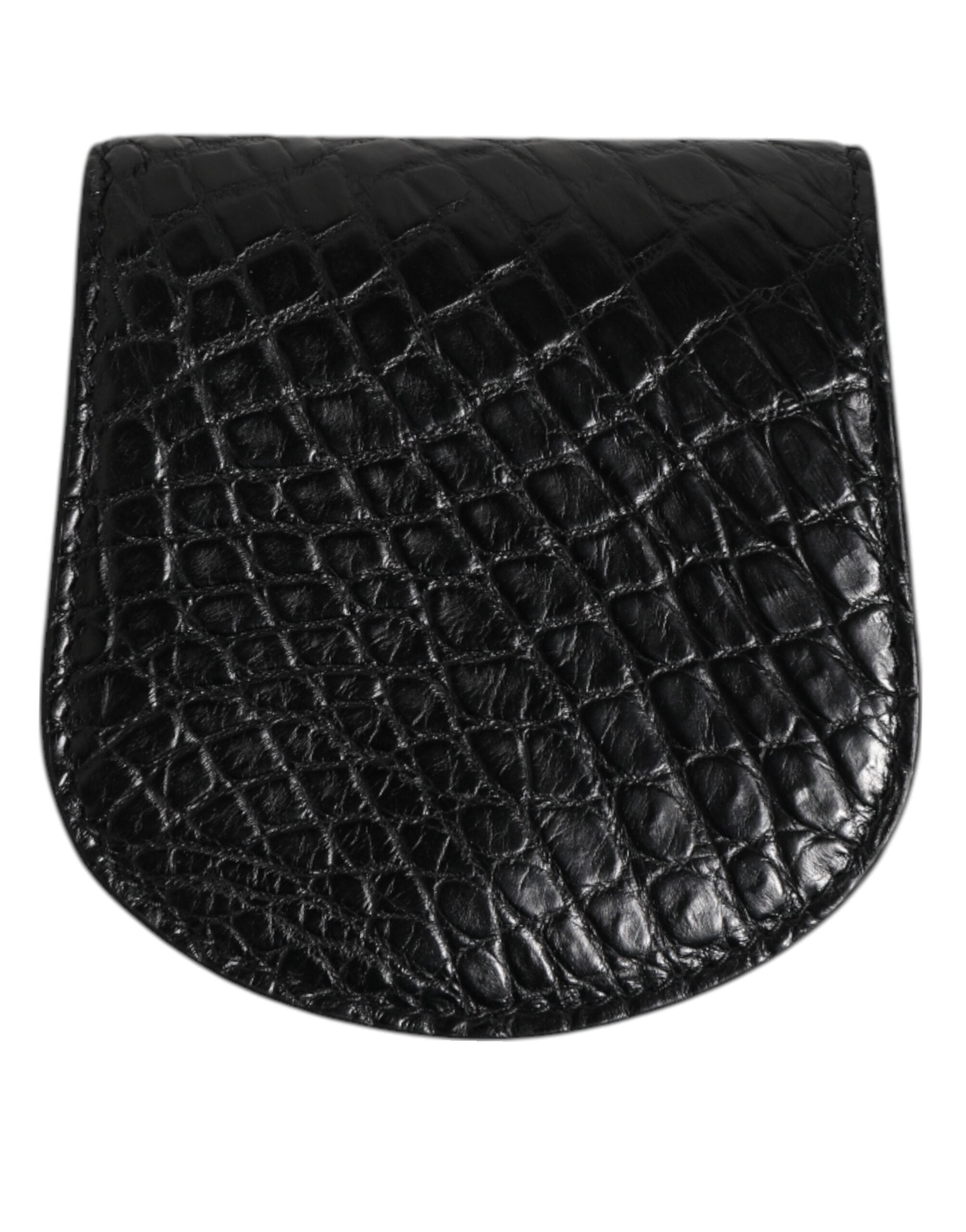 Dolce & Gabbana Black Exotic Skin Coin Condom Case Holder Pocket Men's Wallet