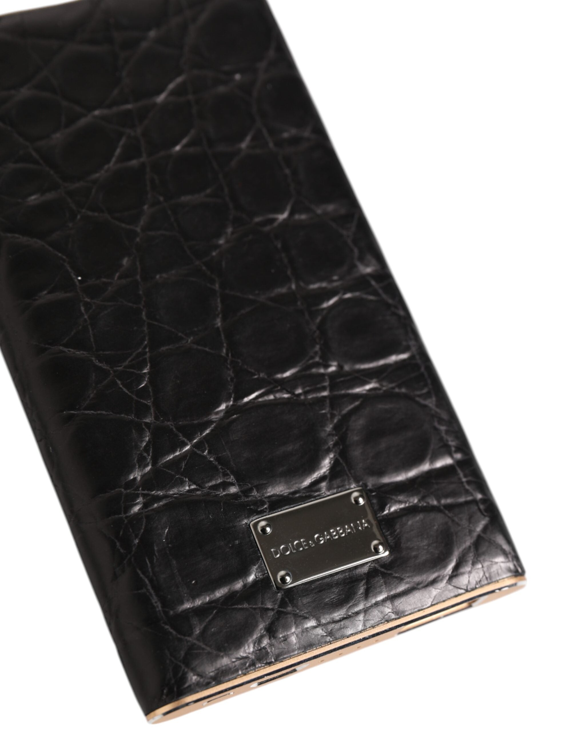Dolce & Gabbana Black Leather Exotic Skin 3000mAh Power Bank Charger Men's USB