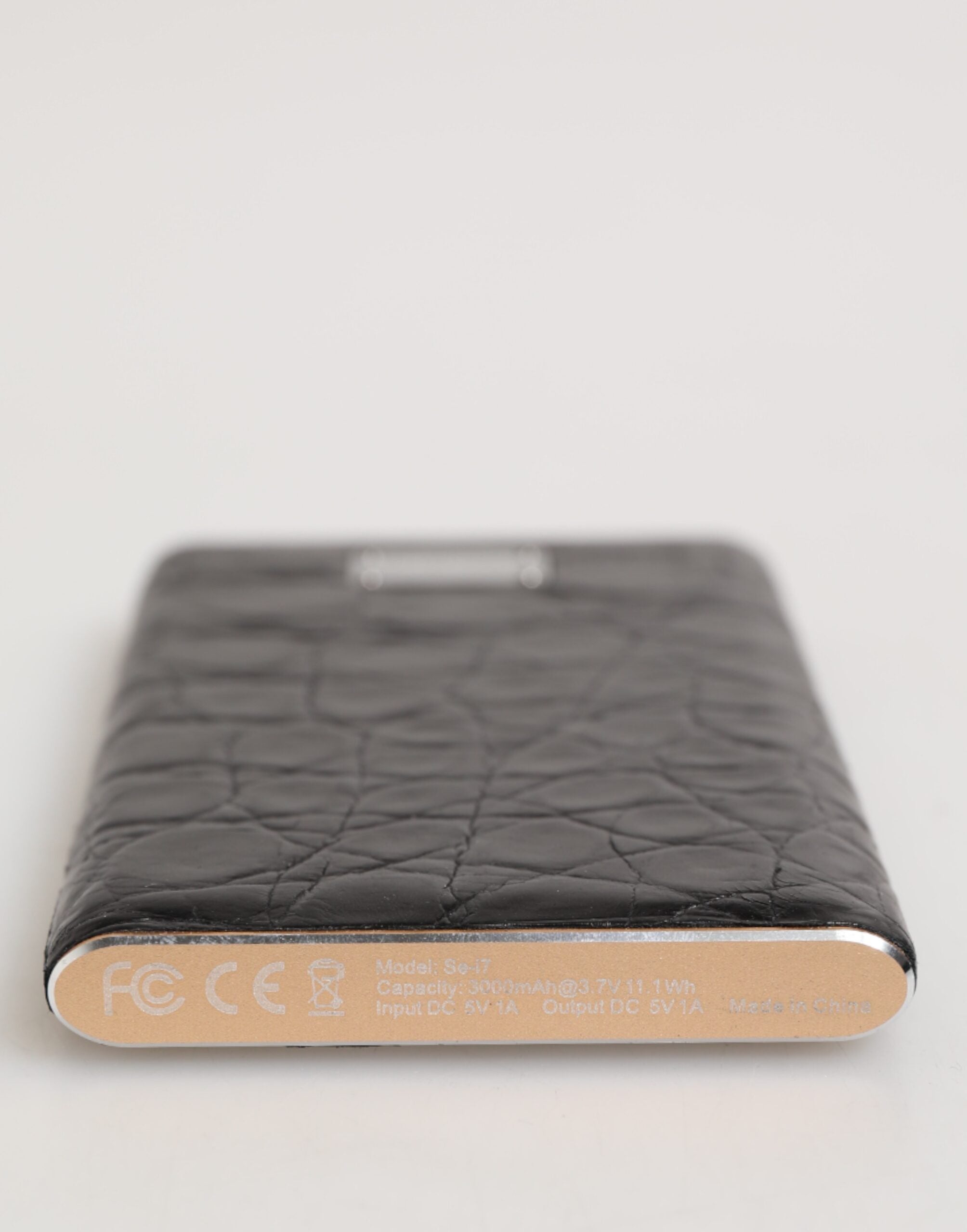 Dolce & Gabbana Black Leather Exotic Skin 3000mAh Power Bank Charger Men's USB