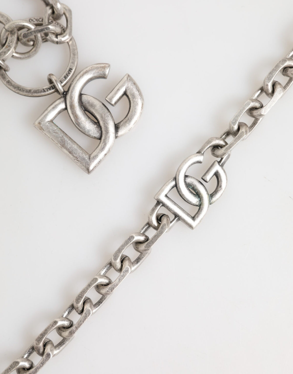 Dolce & Gabbana Silver Tone Brass DG Logo Detailing Chain Men Men's Necklace