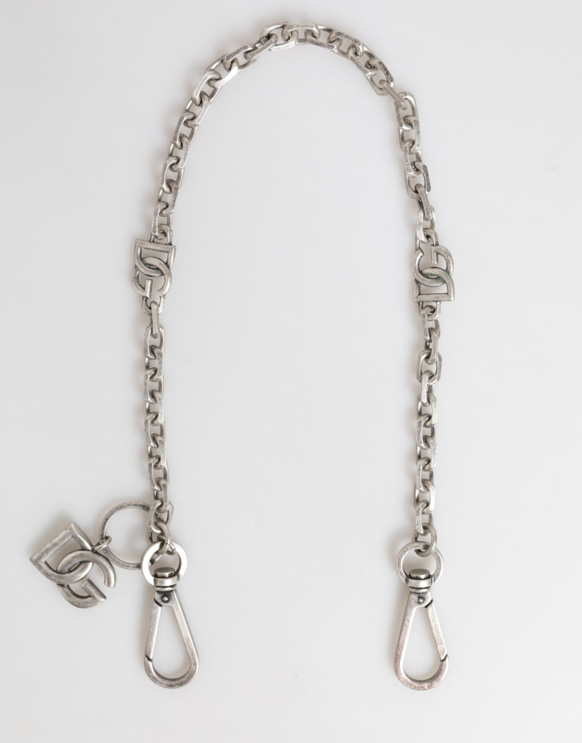 Dolce & Gabbana Silver Tone Brass DG Logo Detailing Chain Men Men's Necklace
