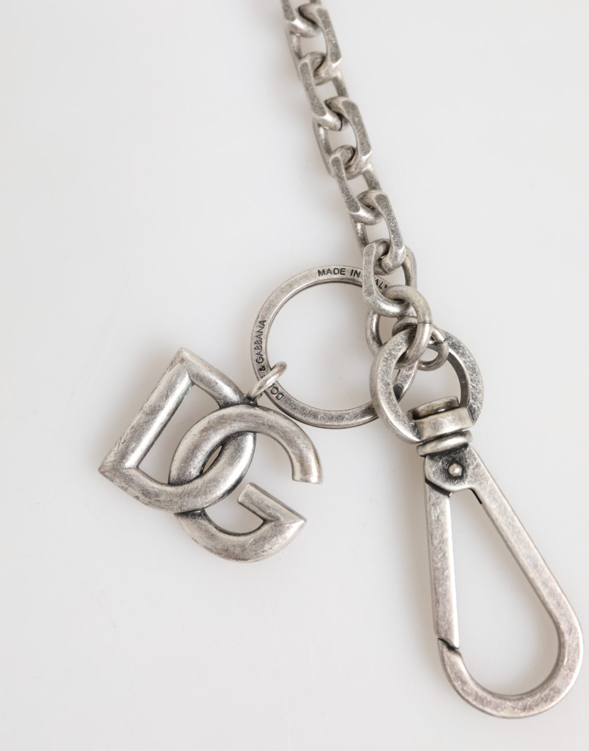 Dolce & Gabbana Silver Tone Brass DG Logo Detailing Chain Men Men's Necklace