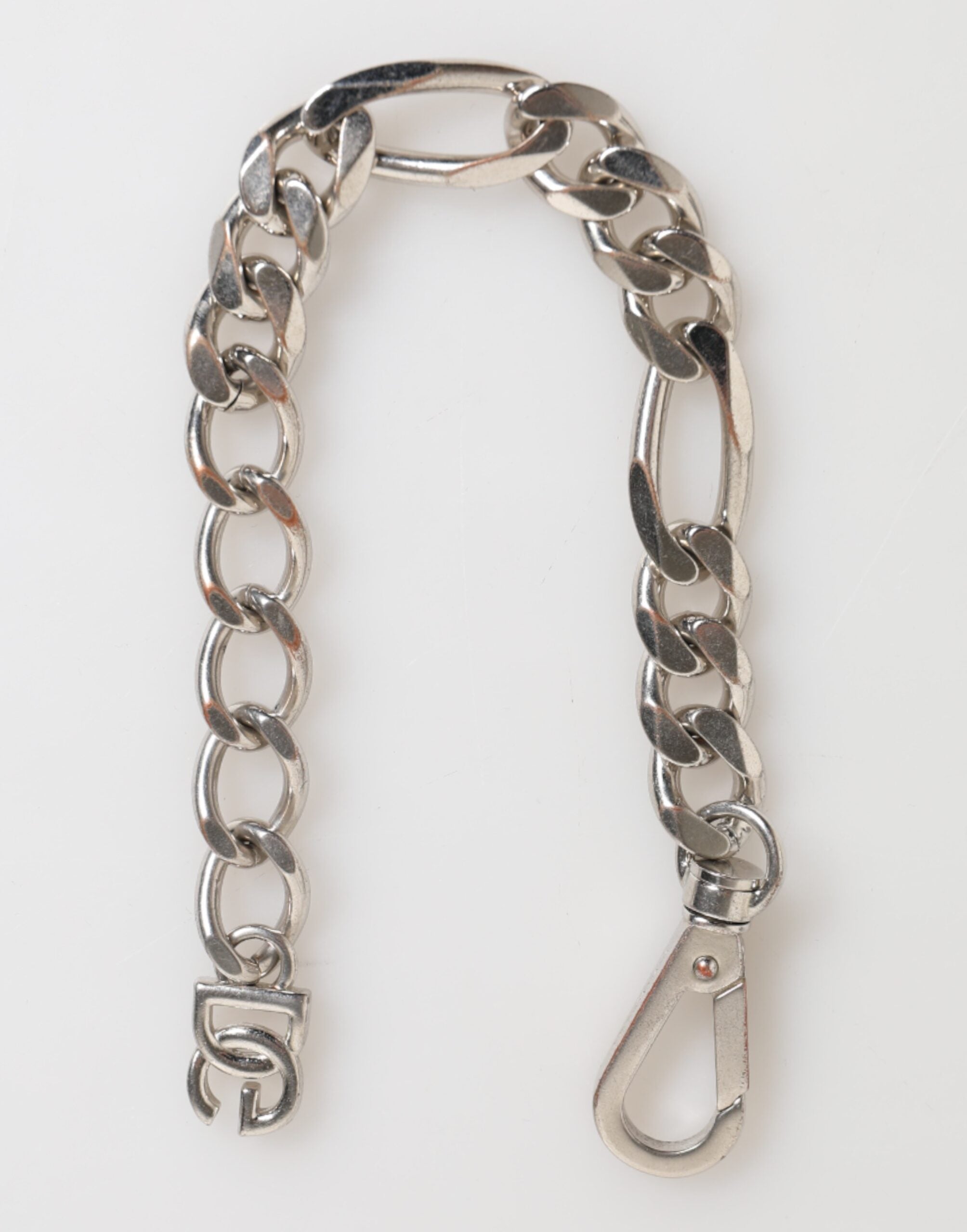 Dolce & Gabbana Silver Tone Brass Chain Lobster Clasp DG Logo Men's Bracelet (Pre-Owned)