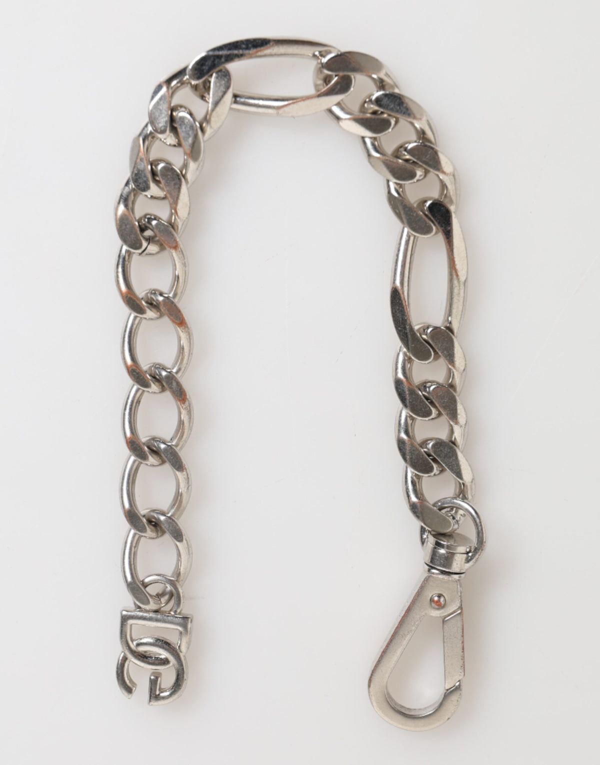 Dolce & Gabbana Silver Tone Brass Chain Lobster Clasp DG Logo Men's Bracelet (Pre-Owned)